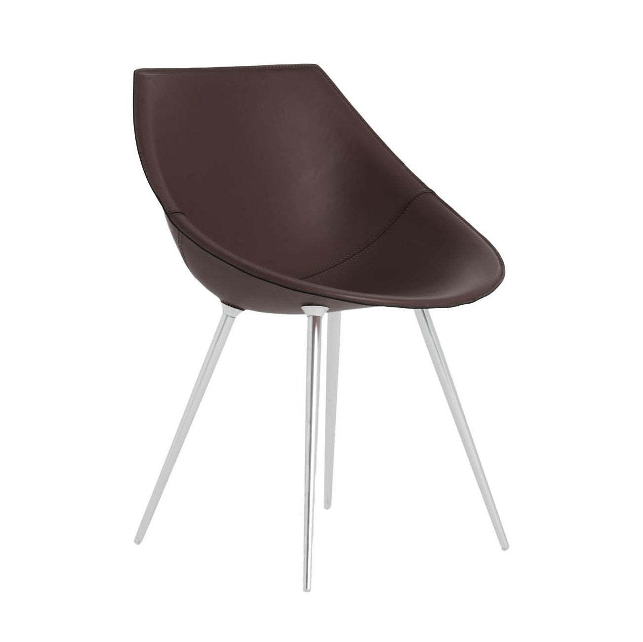 Stuhl Lagò braunes Leder mit einer Aluminiumbasis