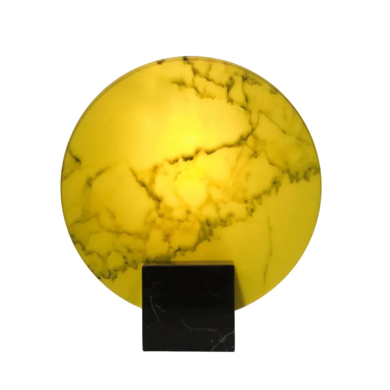 ACID MARBLE table lamp in acid yellow with a black marble base.