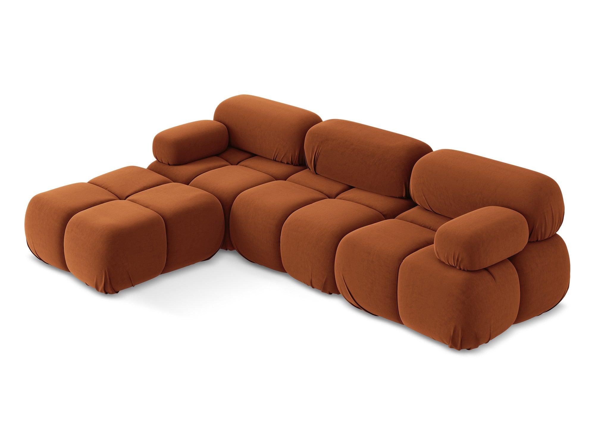 Universal velvet modular corner sofa LOKUA terracotta