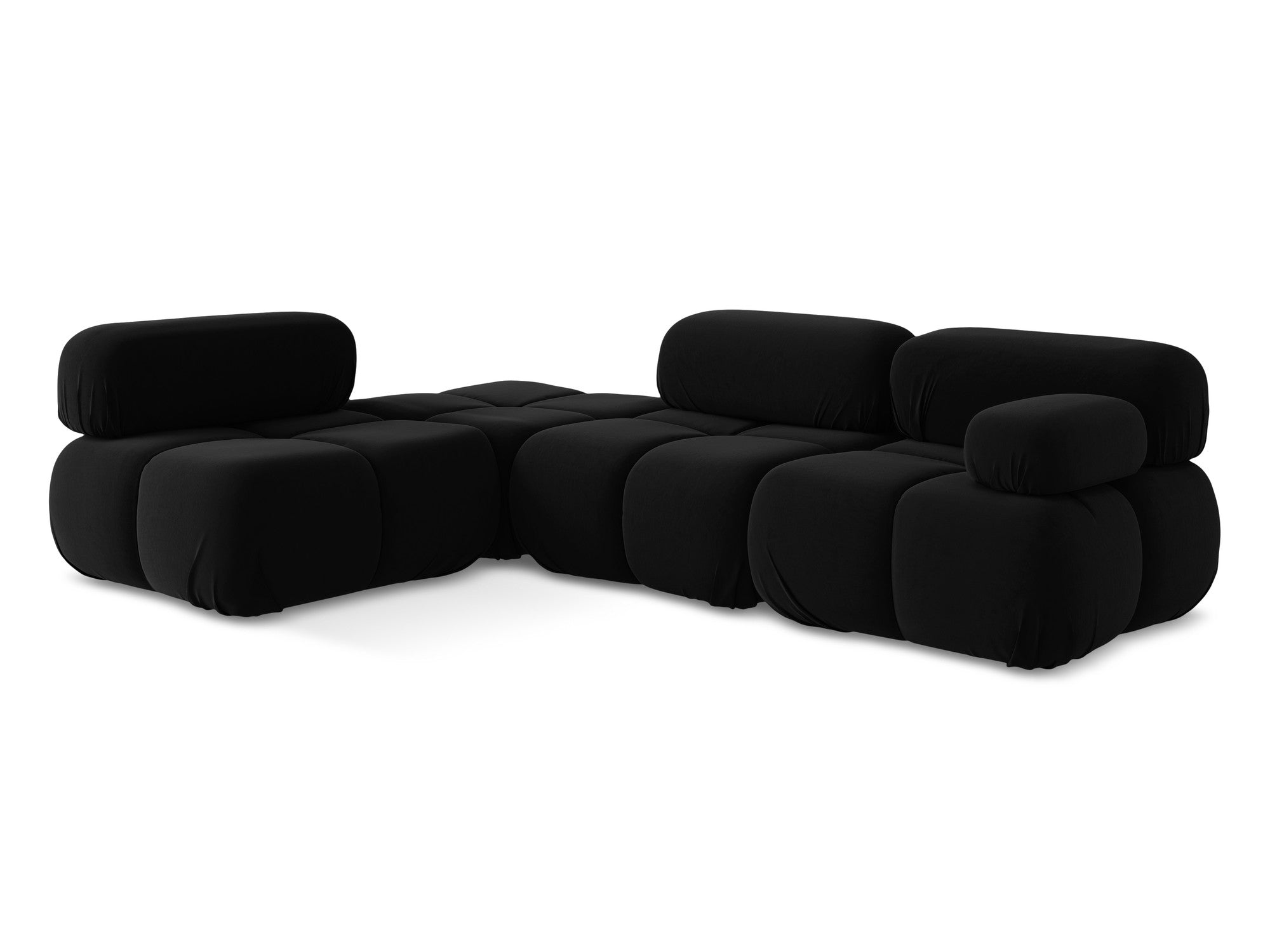 Black left-sided velvet modular corner sofa LOKUA