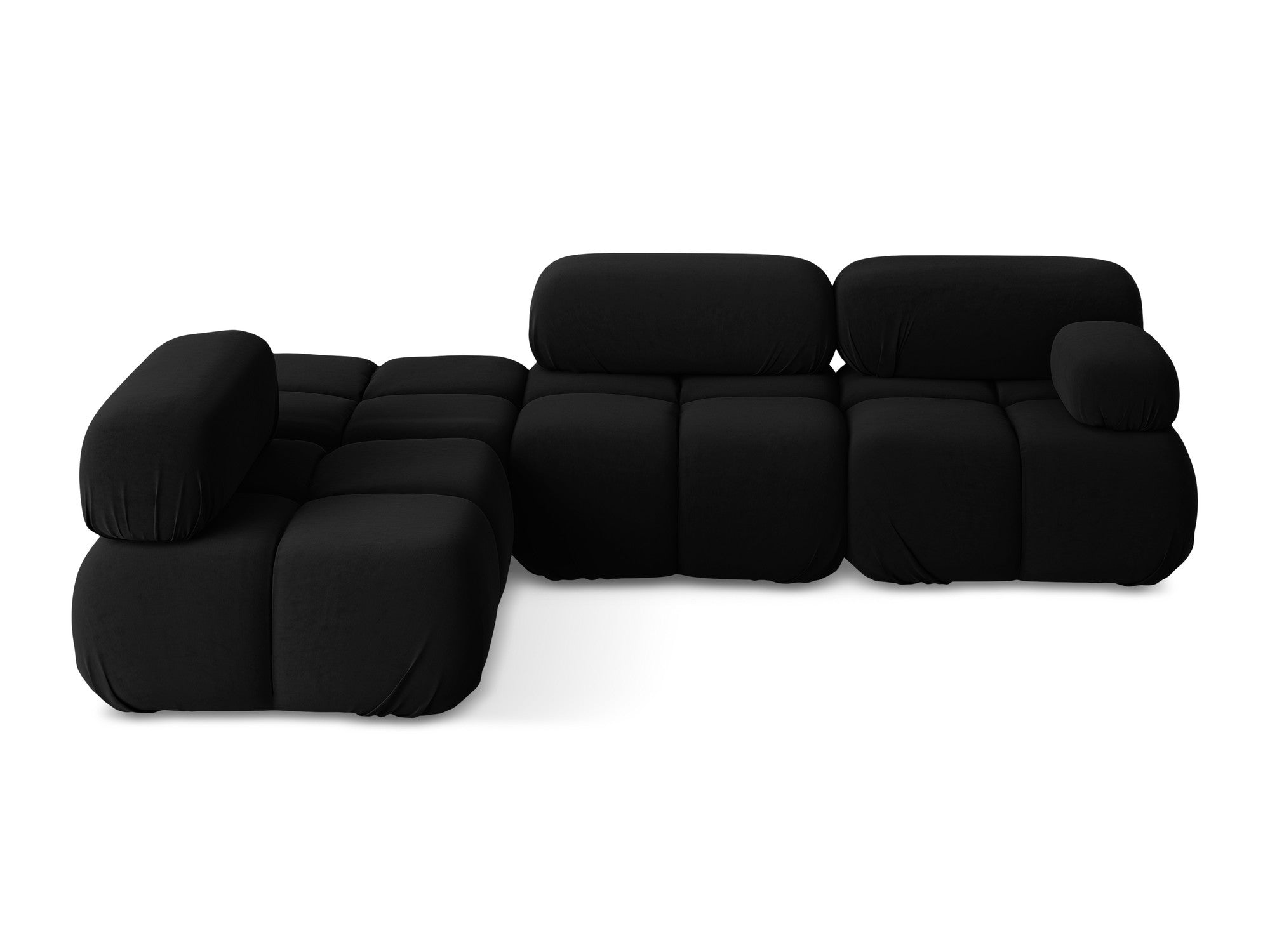 Black left-sided velvet modular corner sofa LOKUA