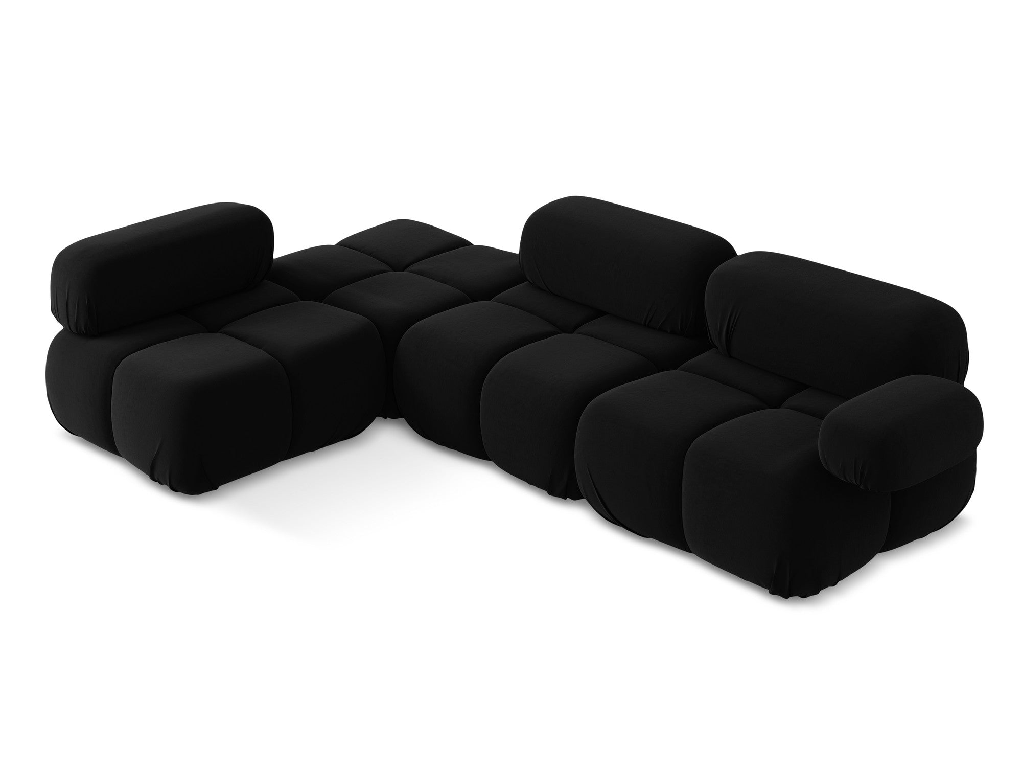 Black left-sided velvet modular corner sofa LOKUA