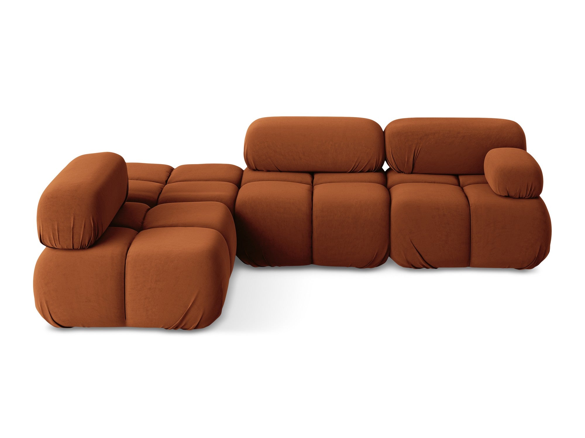 Left-facing velvet modular corner sofa LOKUA terracotta