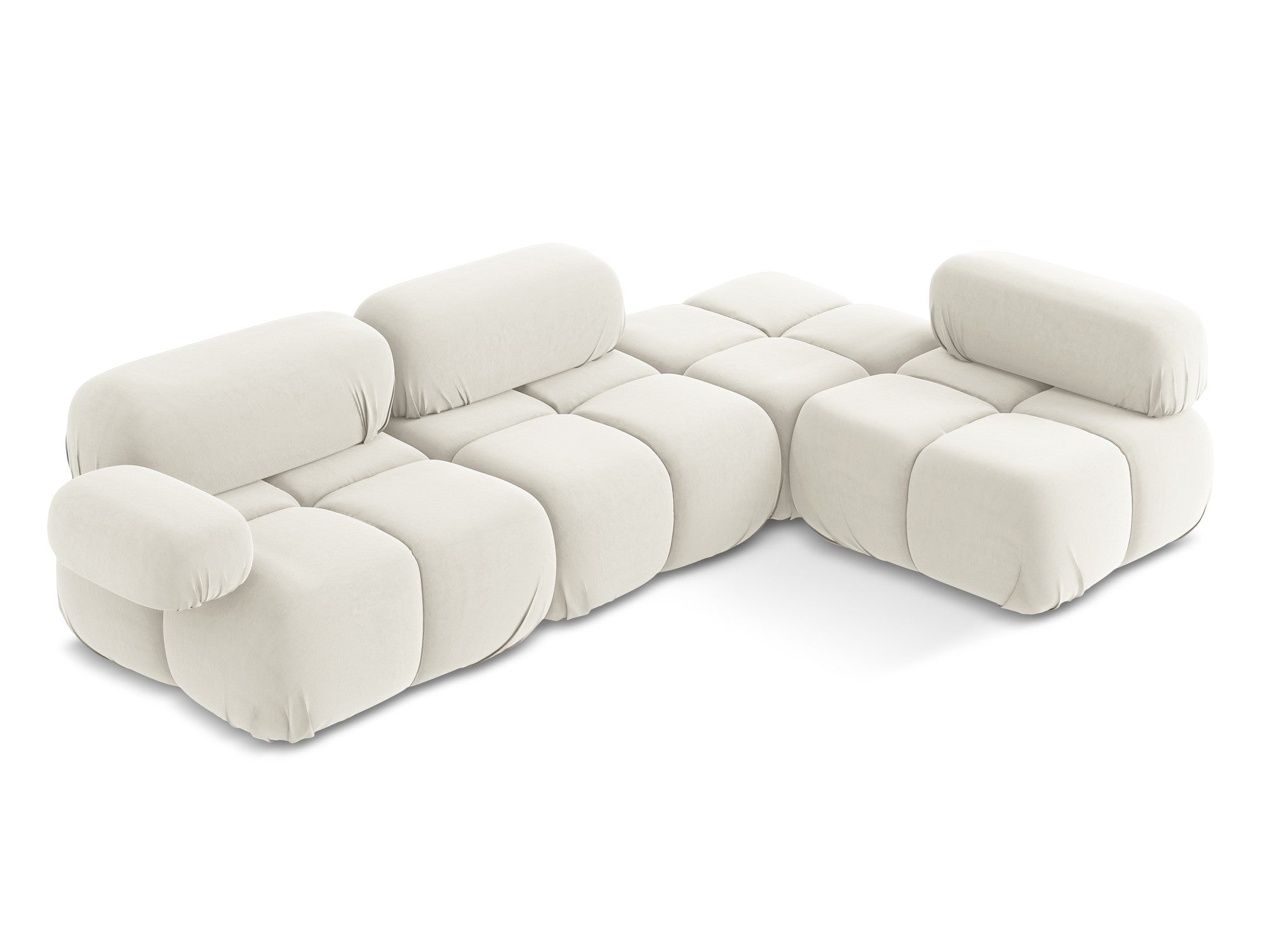Right-facing velvet modular corner sofa LOKUA light beige
