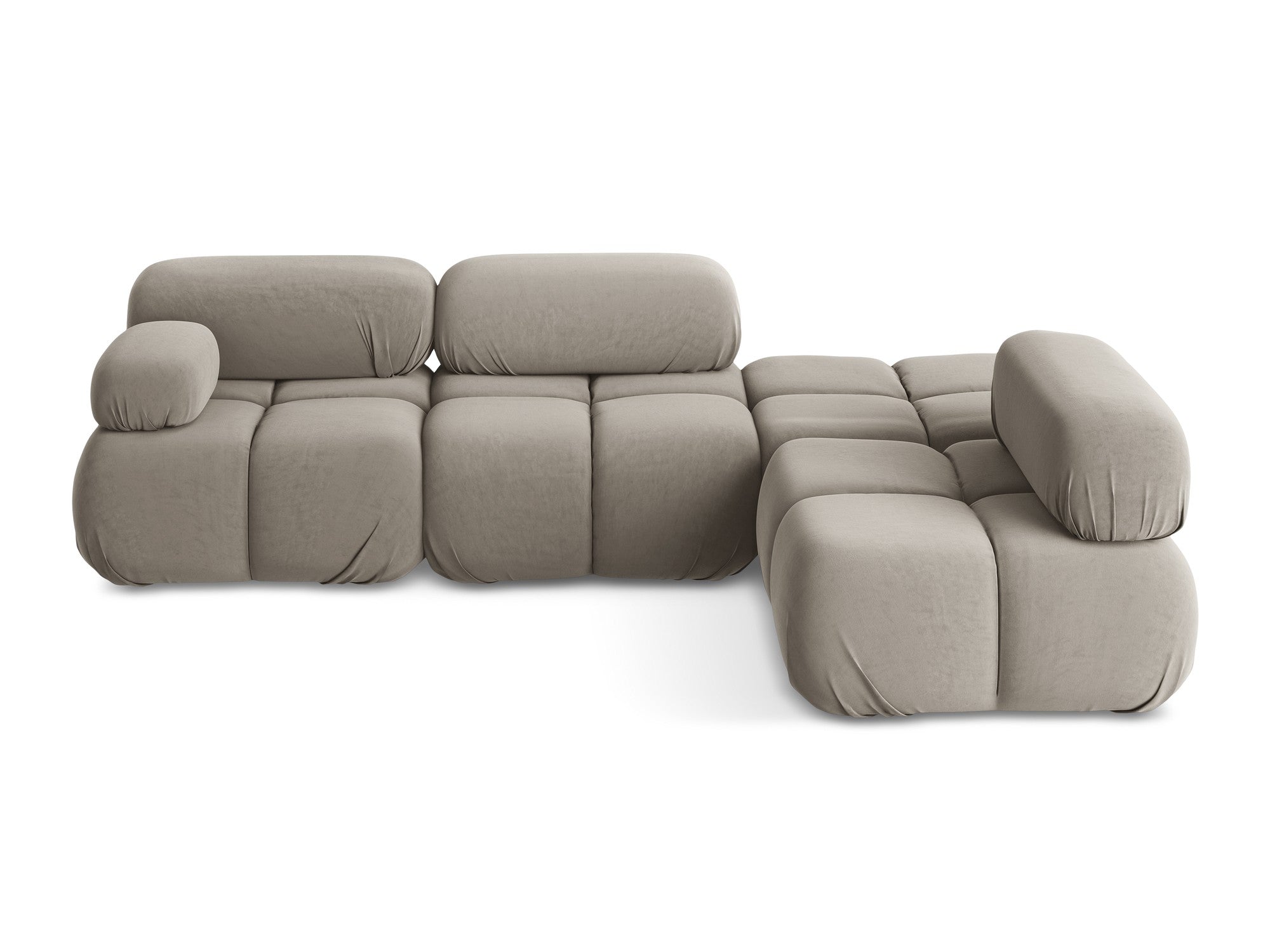 Taupe Right-Sided Velvet Modular Corner Sofa LOKUA