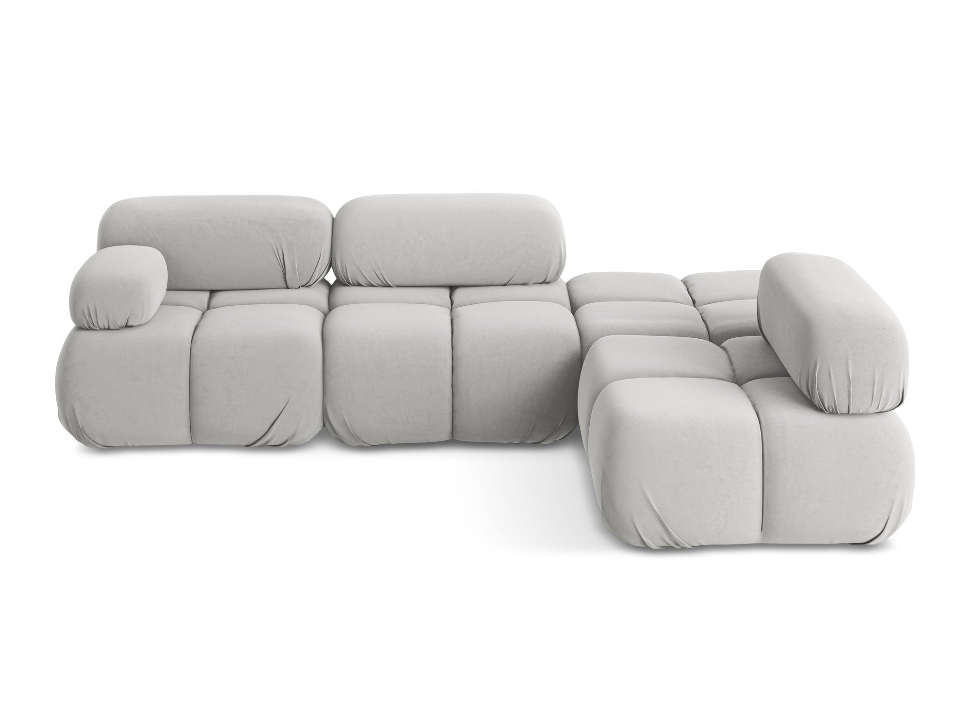 Silver right-sided velvet modular corner sofa LOKUA