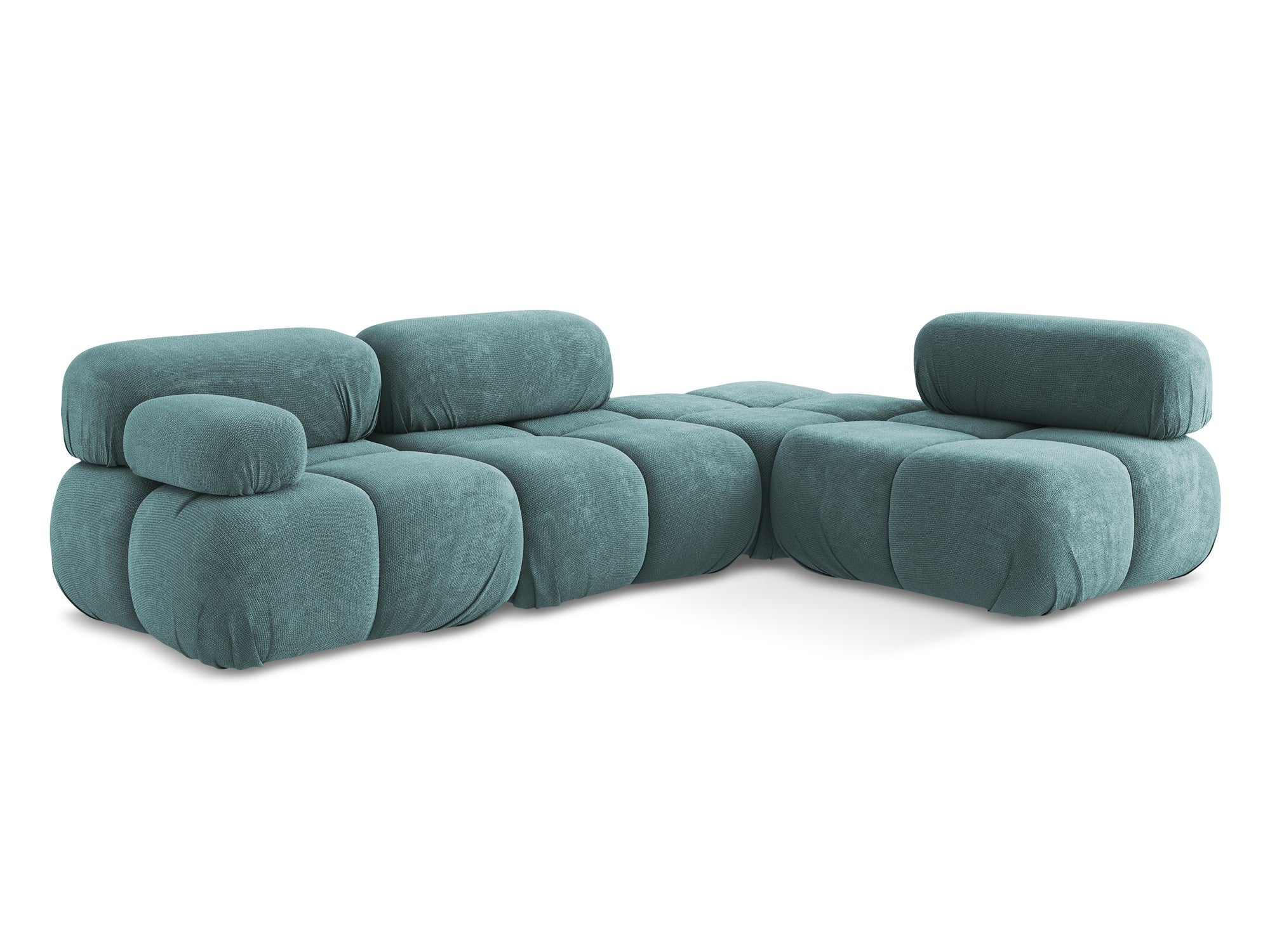 Right-facing modular corner sofa LOKUA denim blue chenille