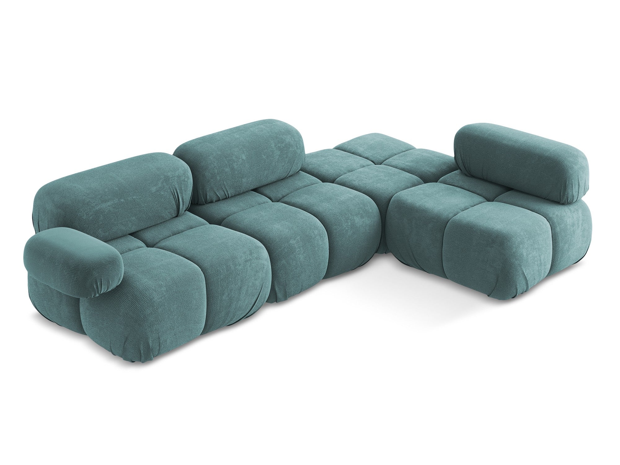 Right-facing modular corner sofa LOKUA denim blue chenille
