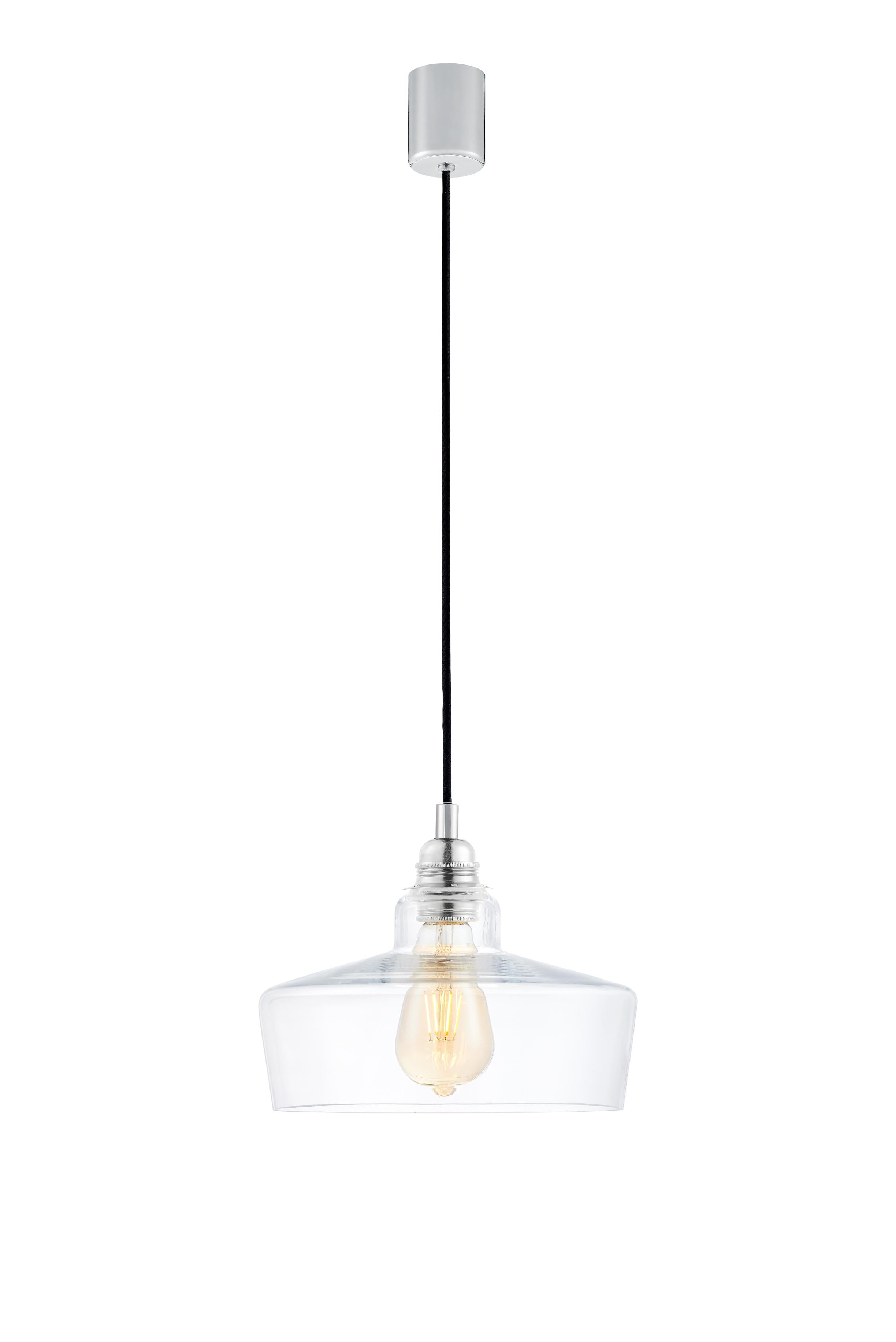 LONGIS III transparent pendant lamp with shiny chrome