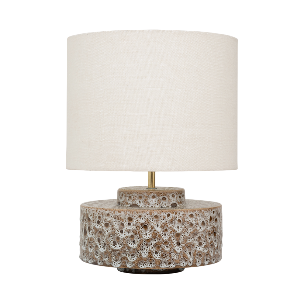 IVY braune Keramik-Tischlampe mit Baumwollschirm