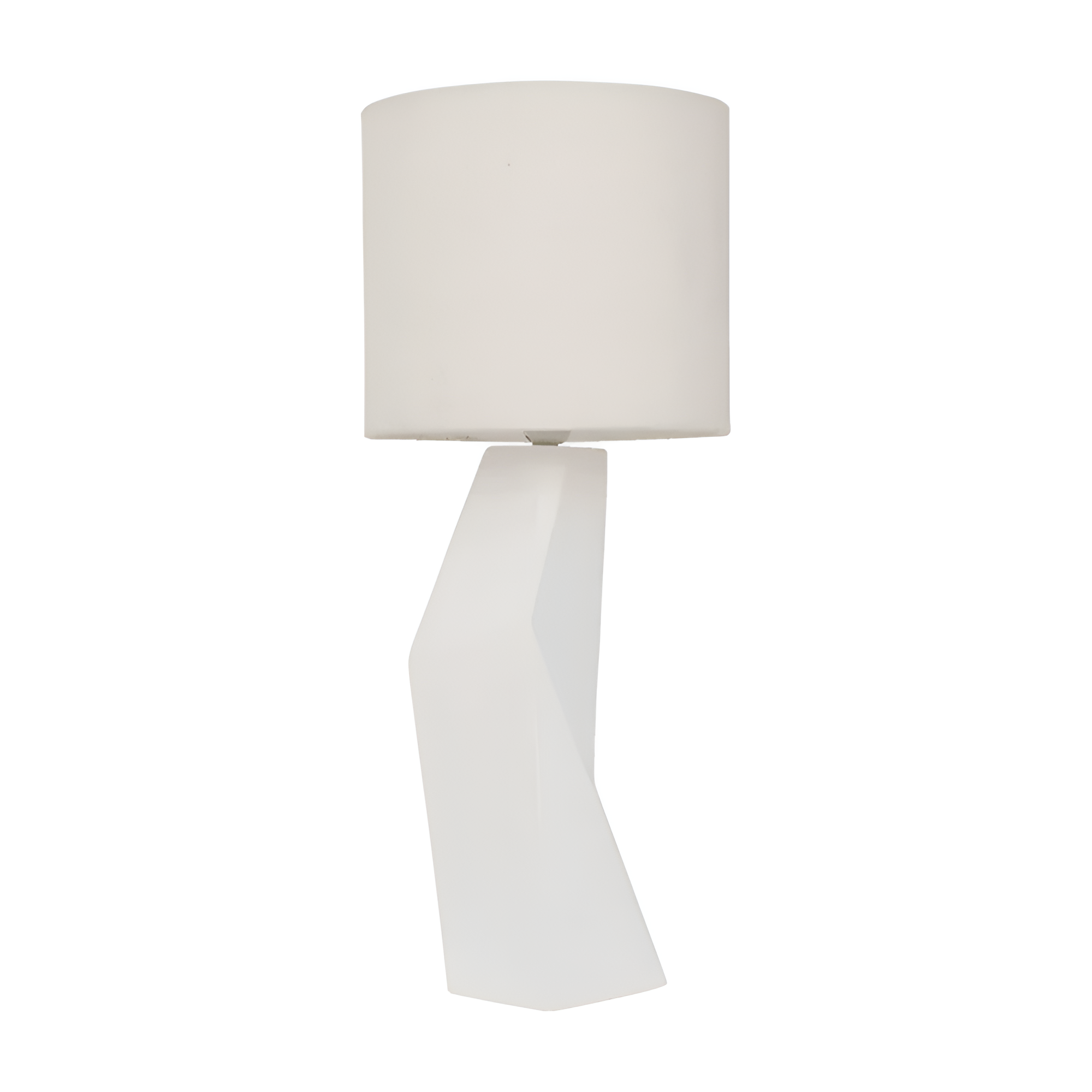 MiYUKI weiße Steinzeug-Tischlampe mit Baumwollschirm
