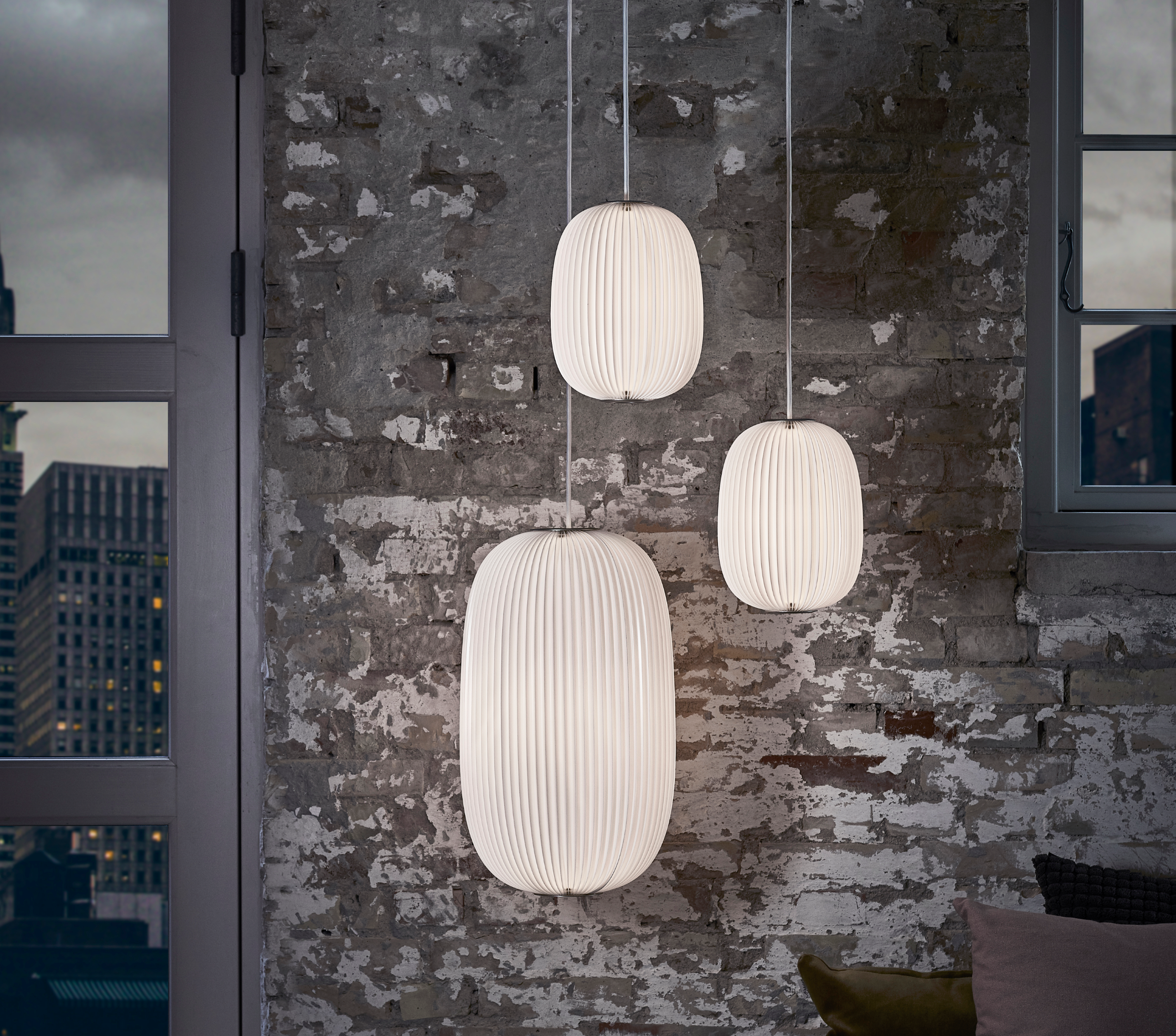Hanging Lamp MODEL 133 LAMELLA 2 white with gold finish