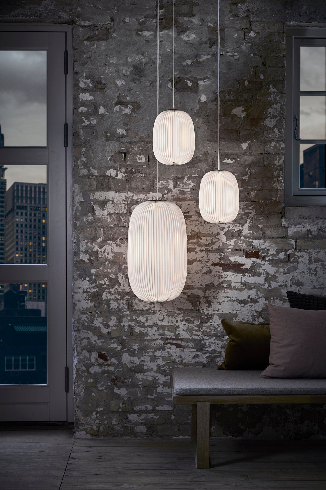 Hanging Lamp MODEL 133 LAMELLA 2 white with gold finish