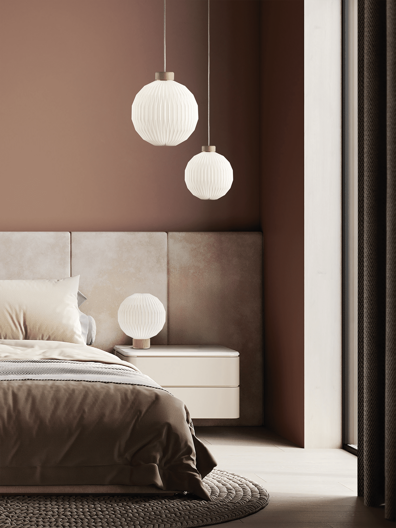 Table lamp MODEL 375 white with a light oak base
