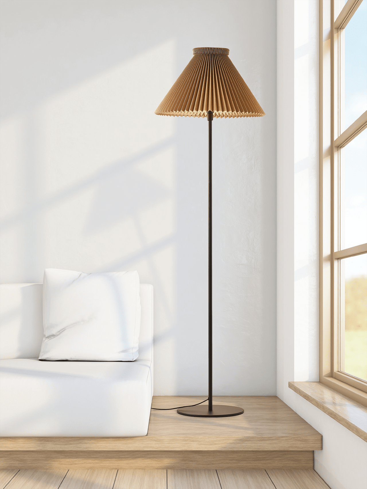 Mustard Floor Lamp MODEL 334 with Black Base