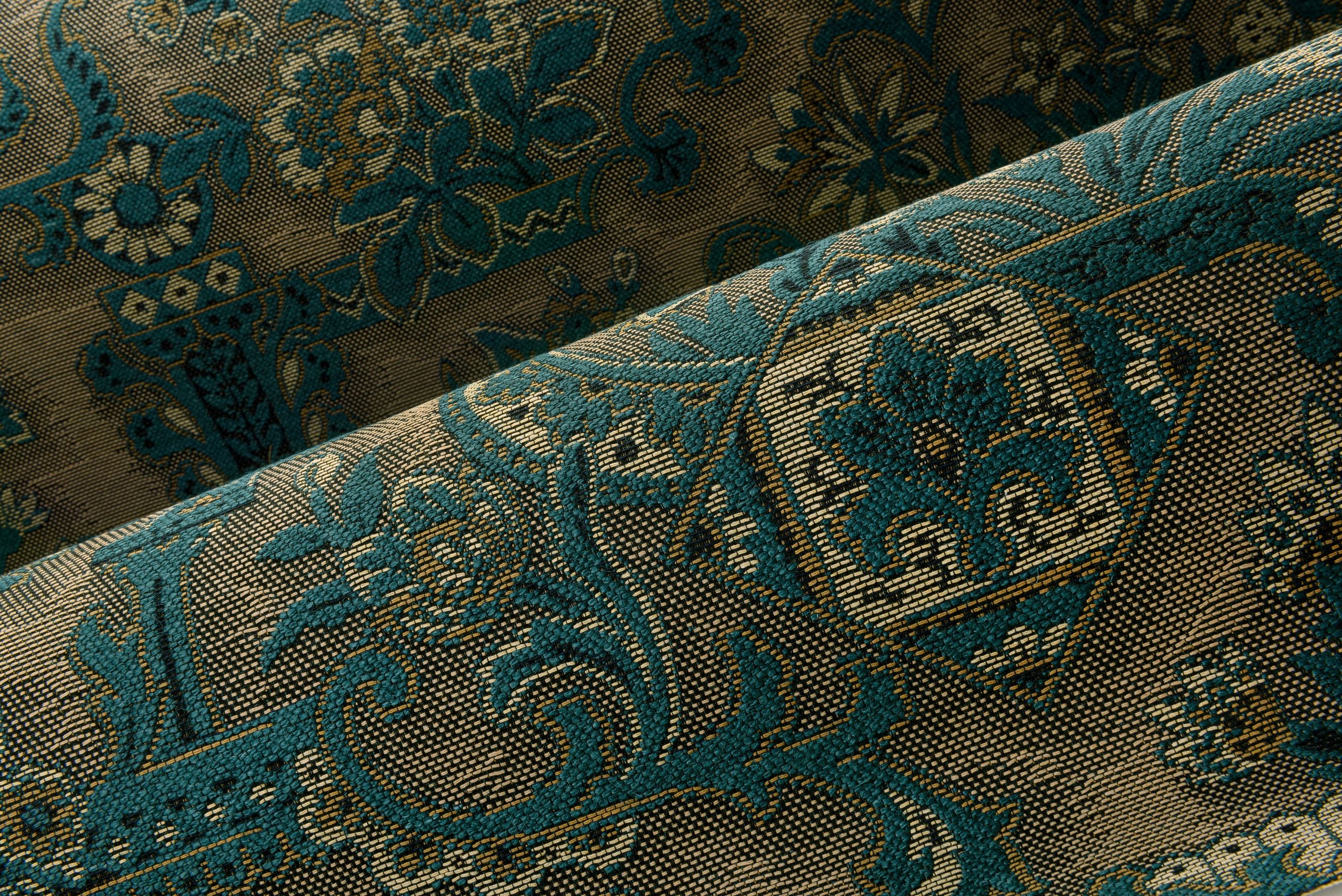 Textile wallpaper with a botanical motif BROCADE red with brown