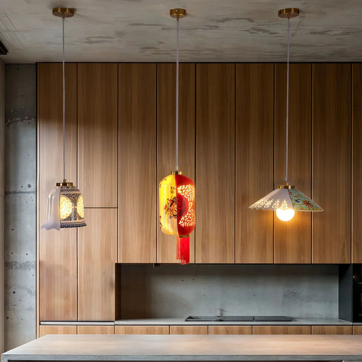 Hängelampe HYBRID LAUVIA weiße Porzellan