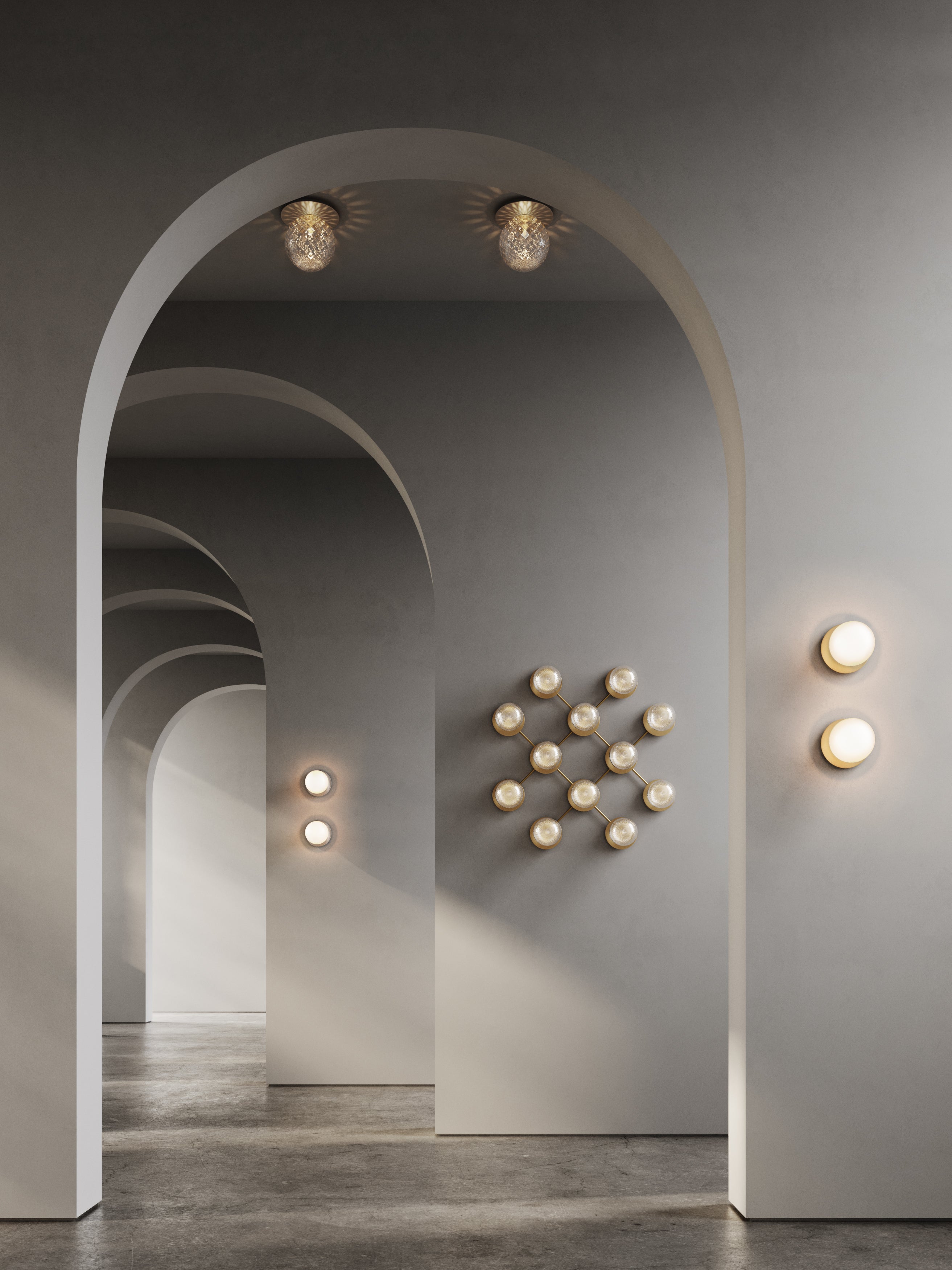 LIILA recessed wall lamp in gold with transparent glass