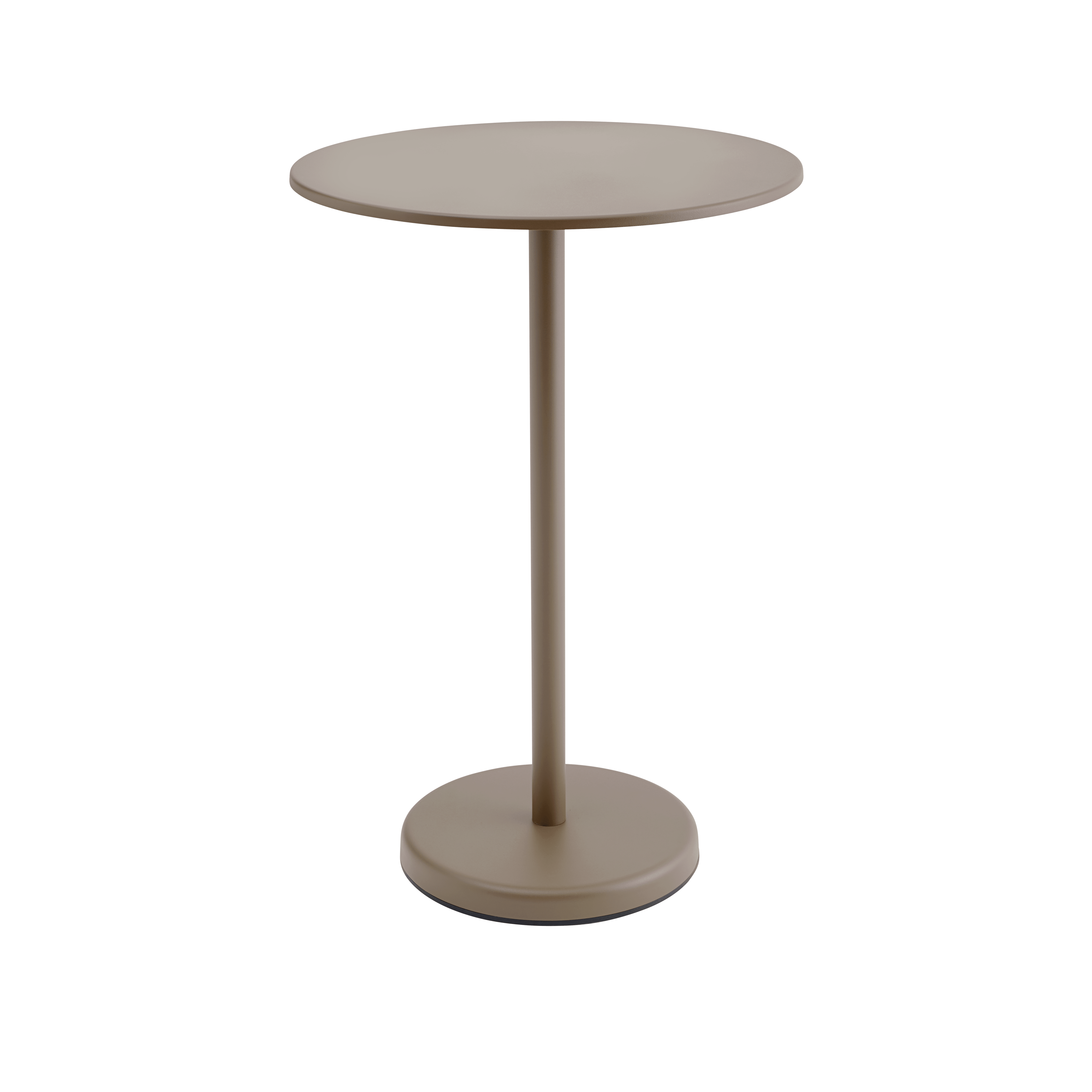Round outdoor bar table LINEAR taupe steel