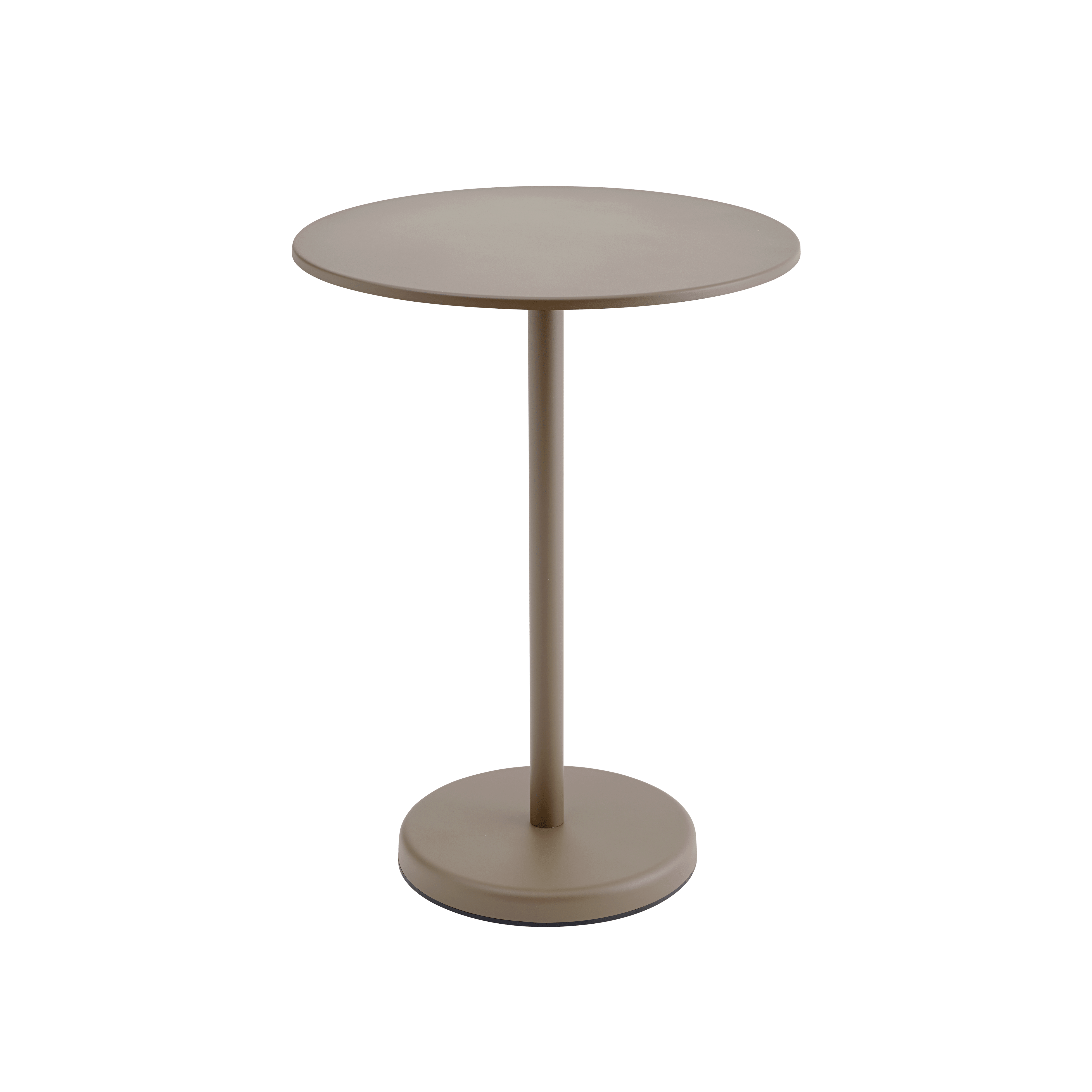 Round outdoor bar table LINEAR taupe steel