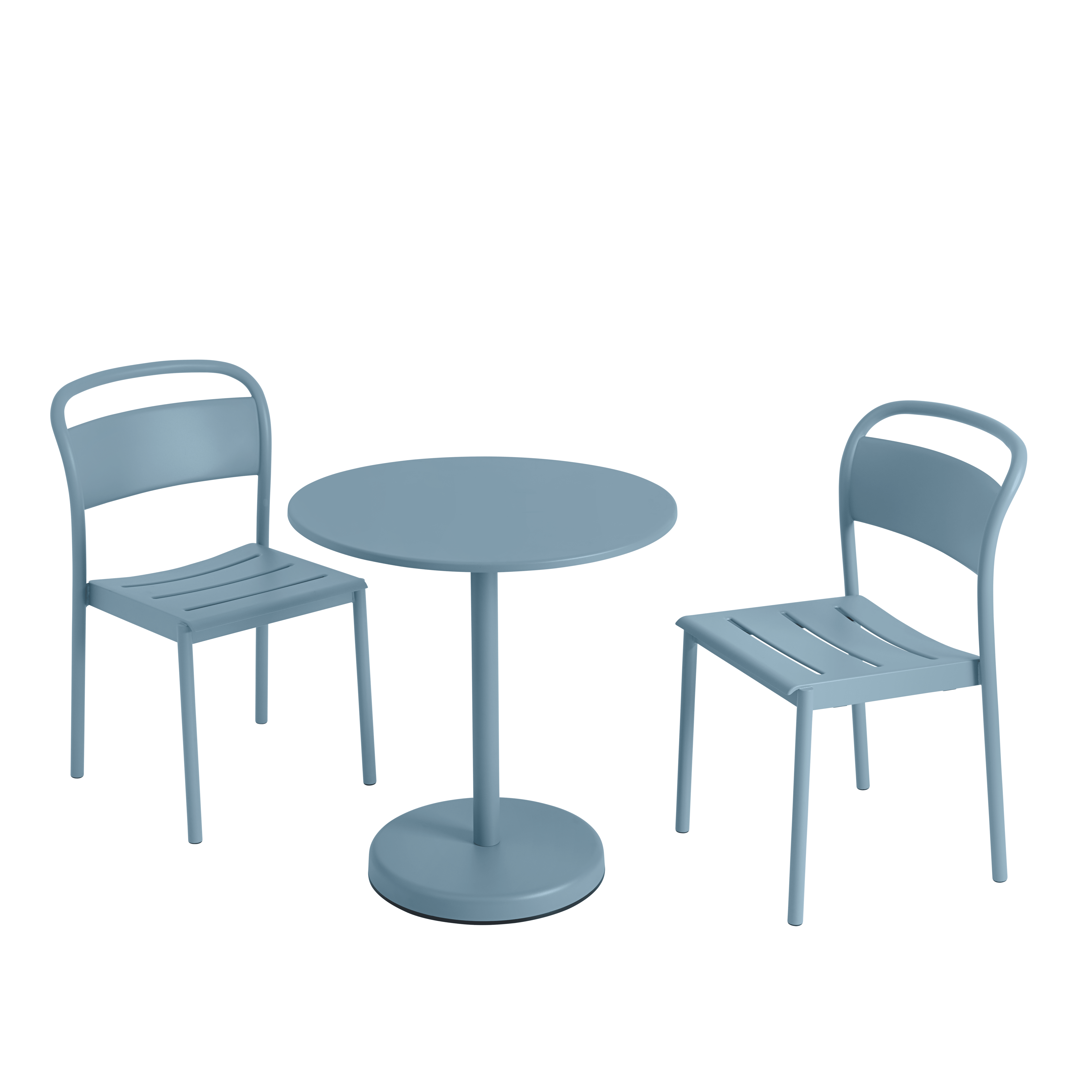 Round outdoor bar table LINEAR blue steel