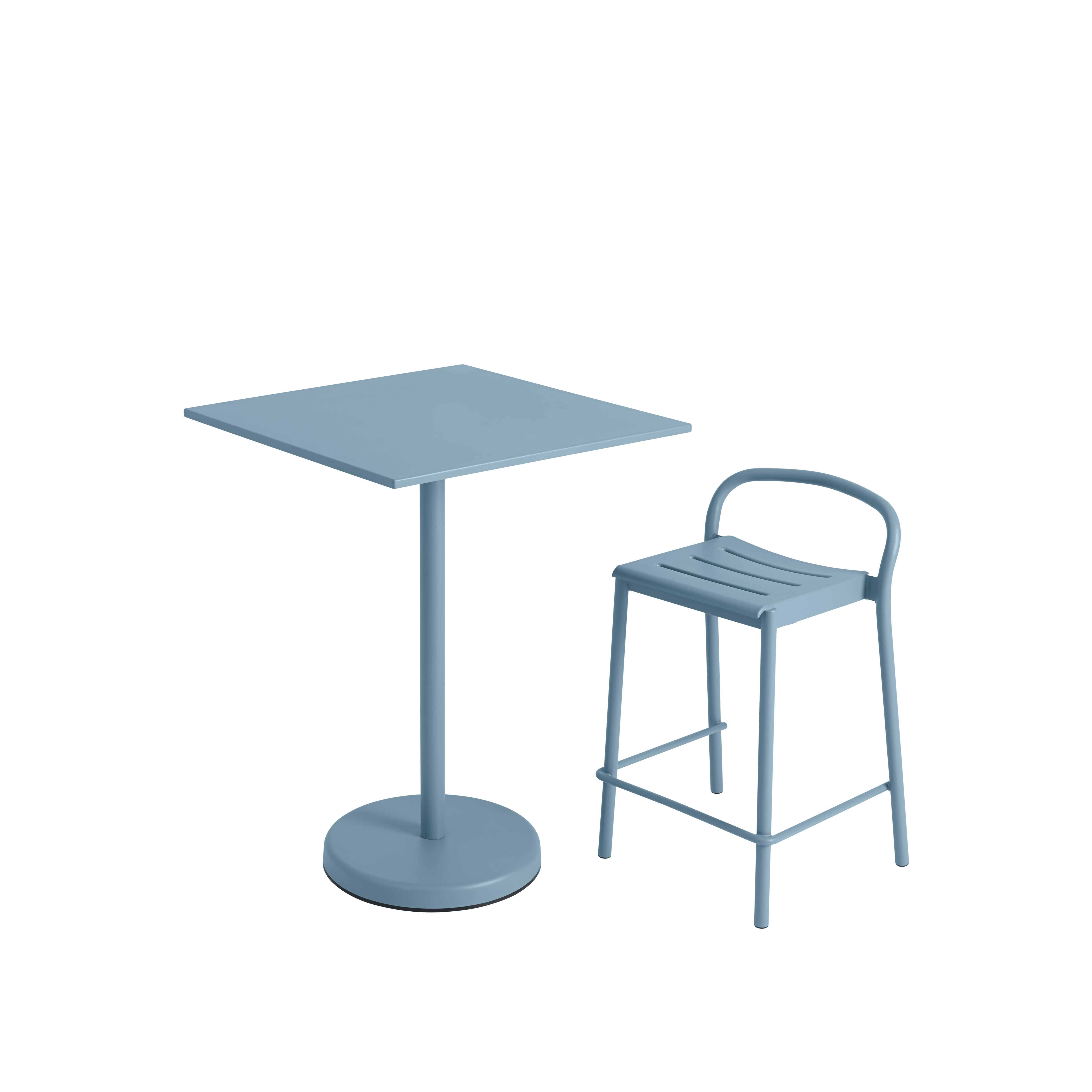 Outdoor bar table LINEAR blue steel