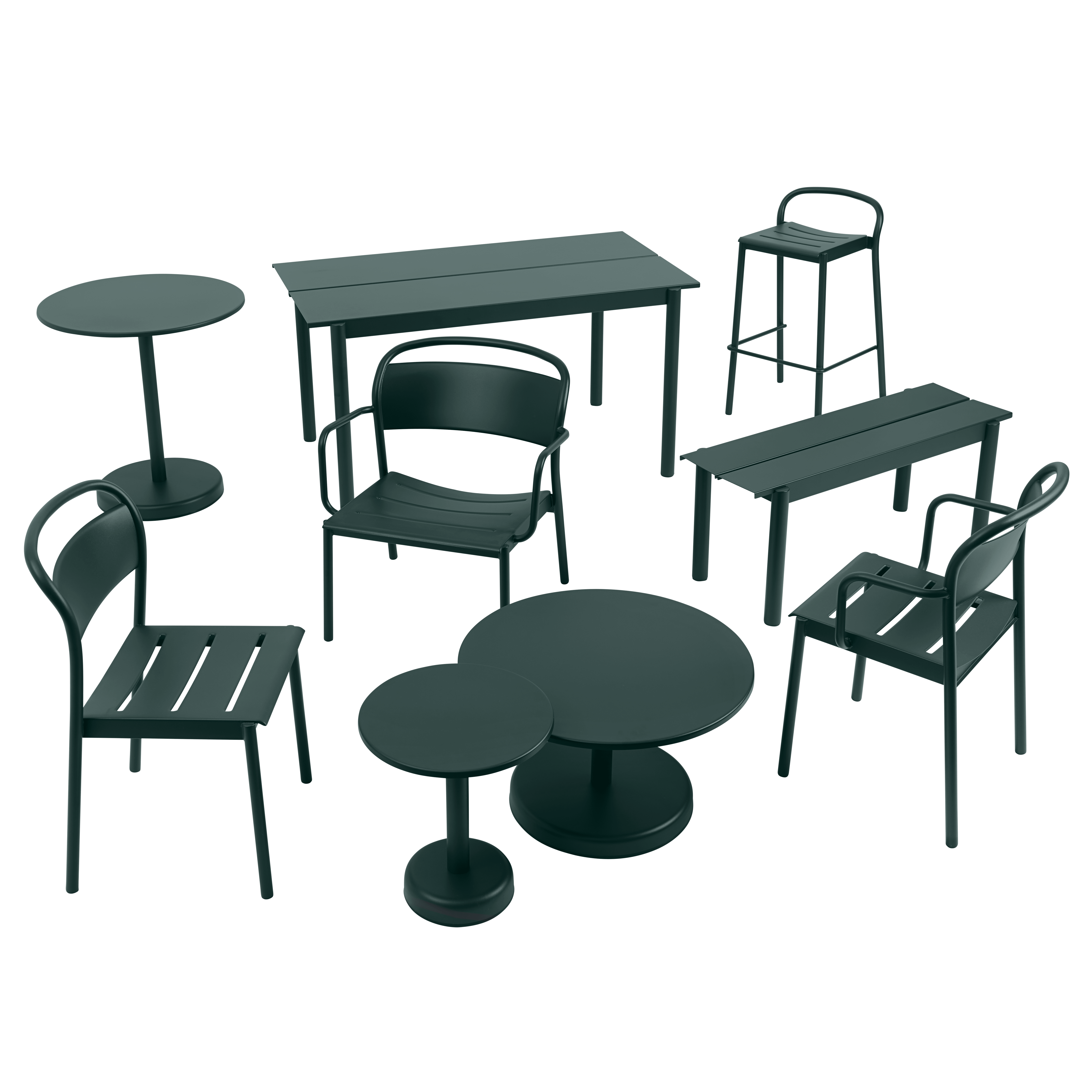 Outdoor Armchair LINEAR Dark Green Steel