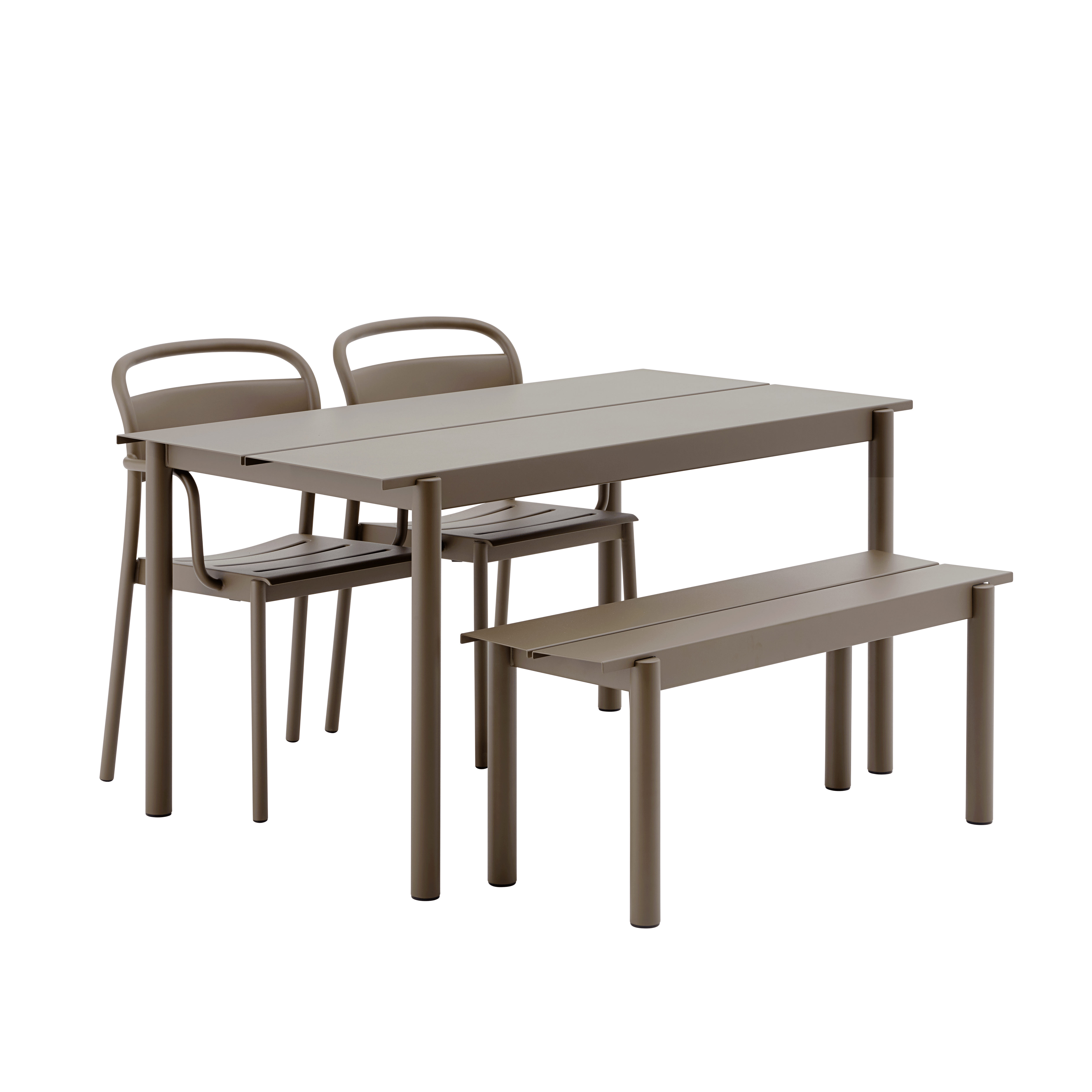 LINEAR taupe outdoor bench steel