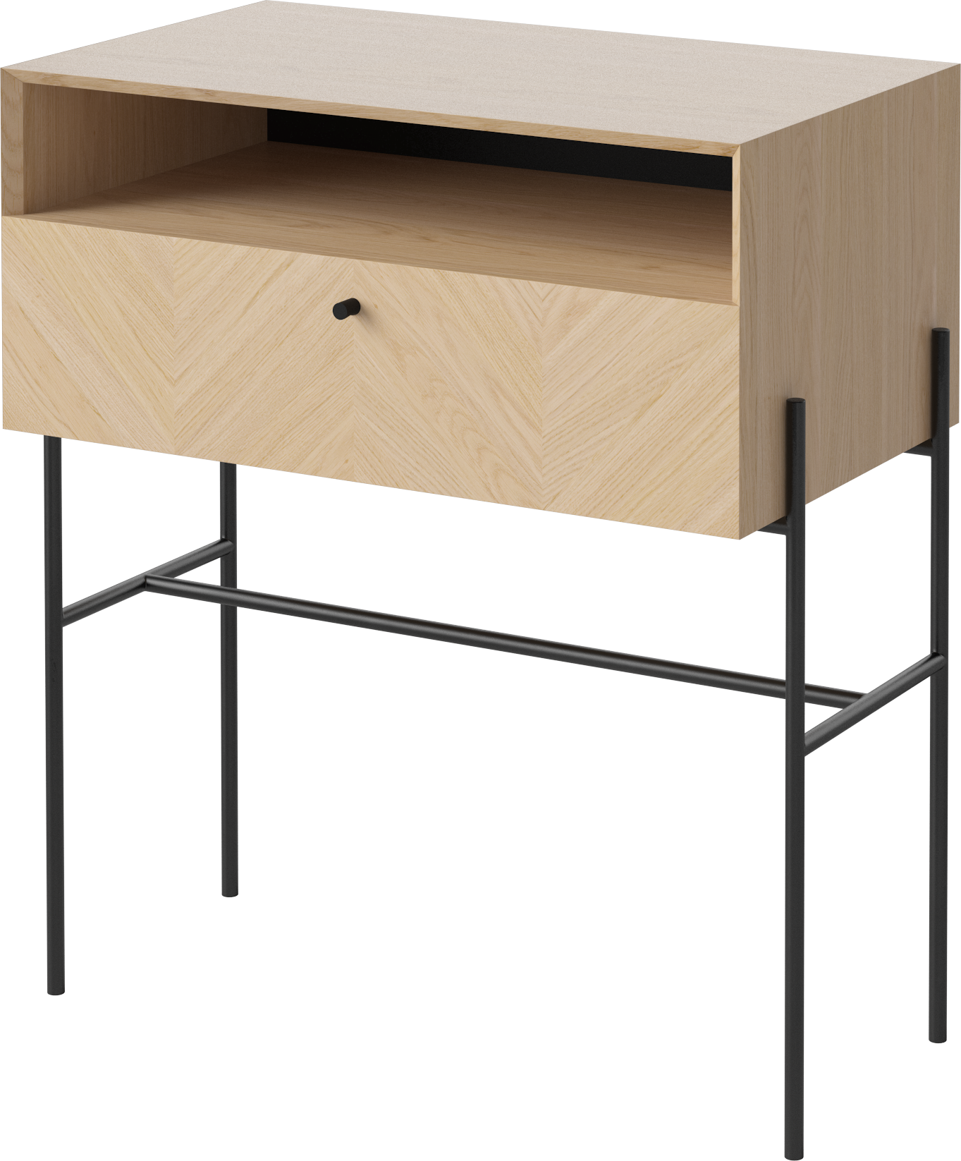 Luxe cabinet bleached oak wood with a black base