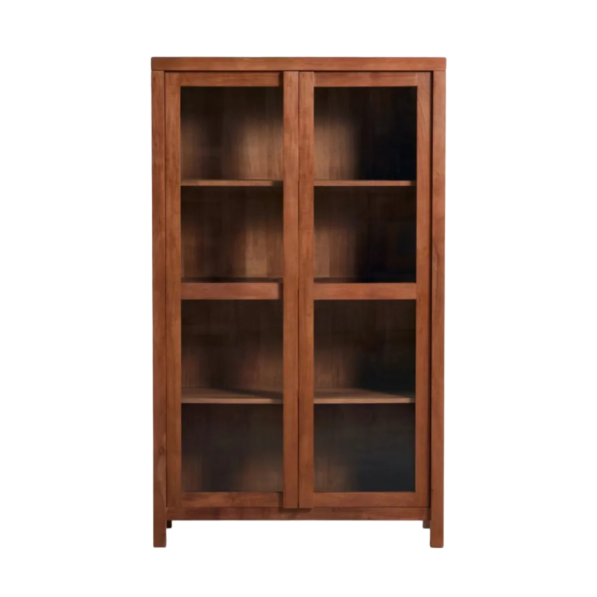 NORANI display cabinet with glass, made of solid wood and acacia veneer.