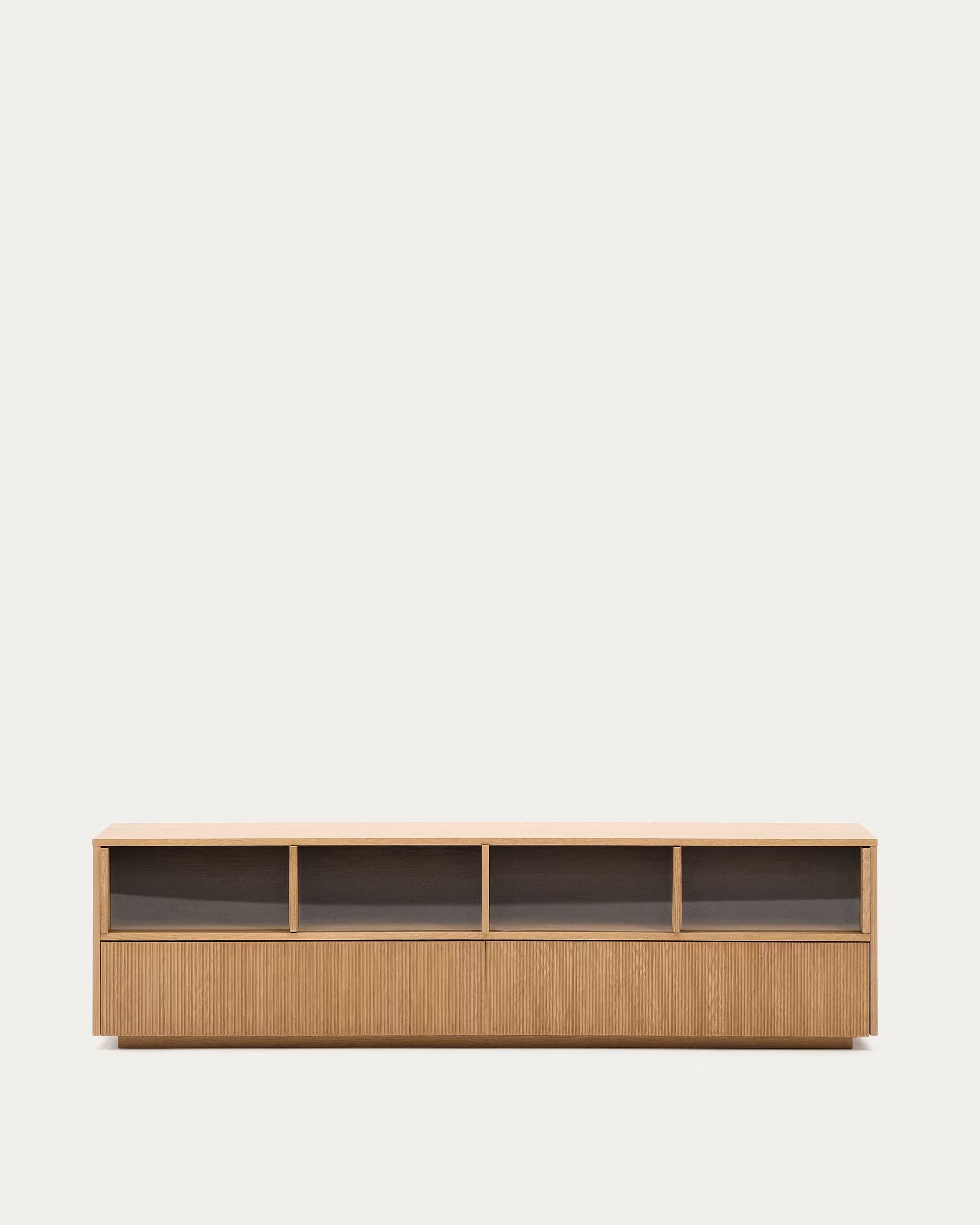 HELVINE oak veneer TV cabinet with two drawers