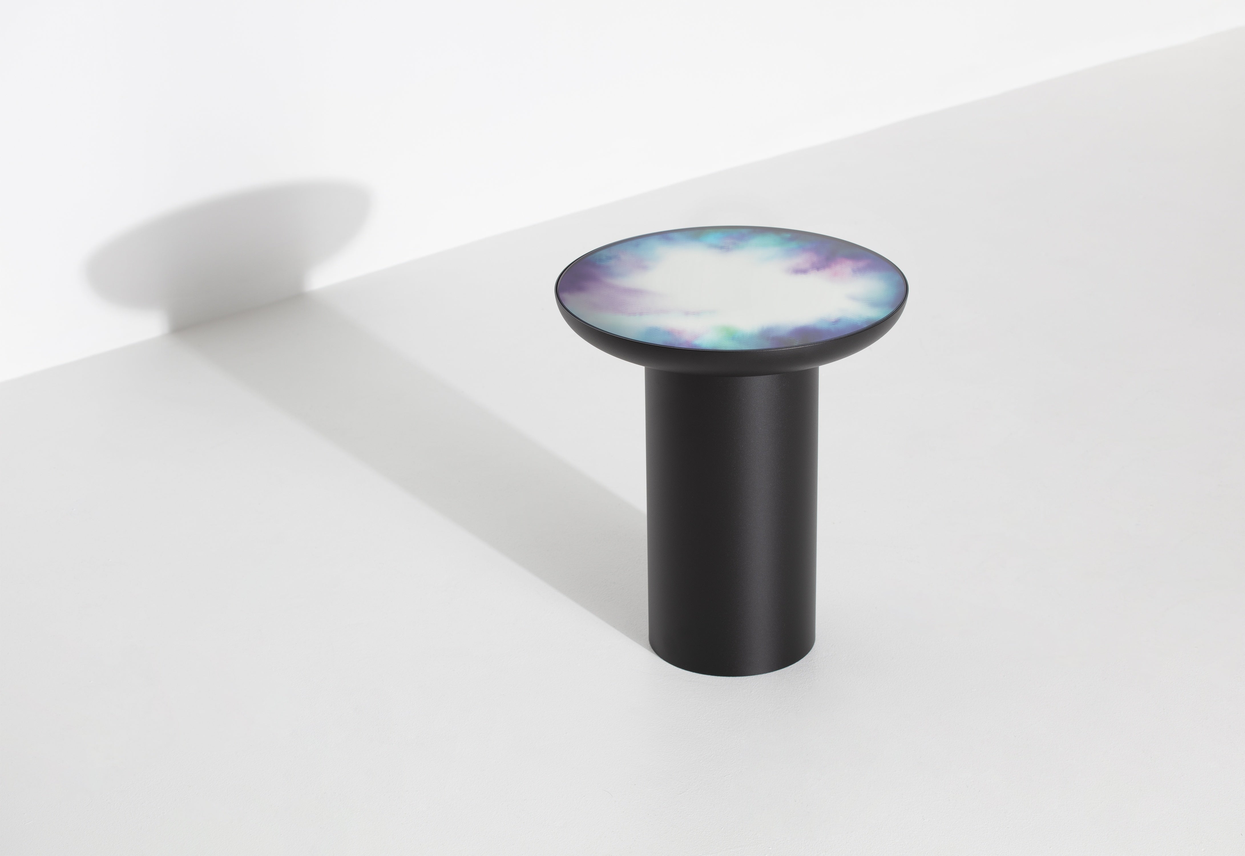 FRANCIS Black Side Table with Mirrored Top