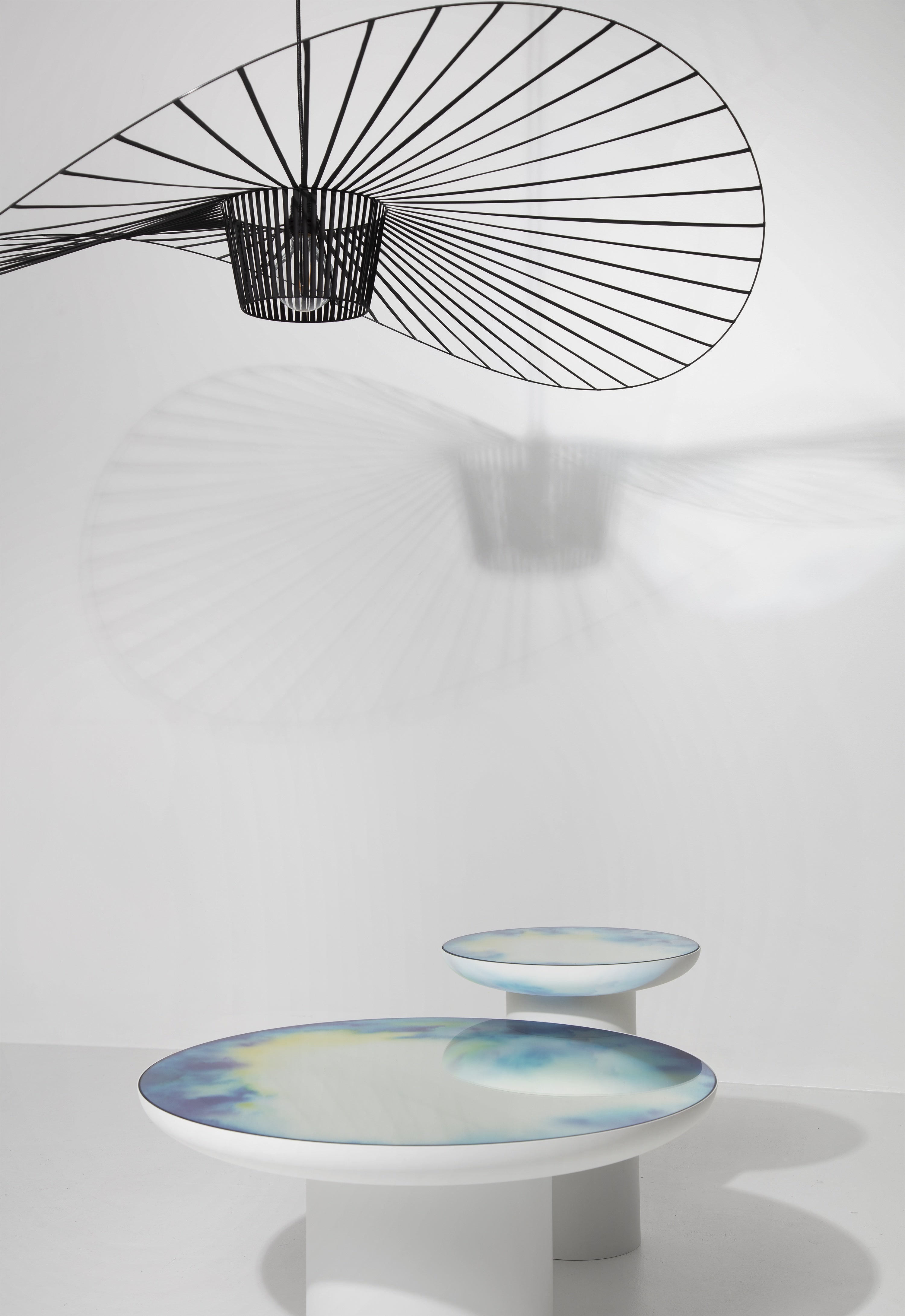 FRANCIS White Side Table with Mirrored Top