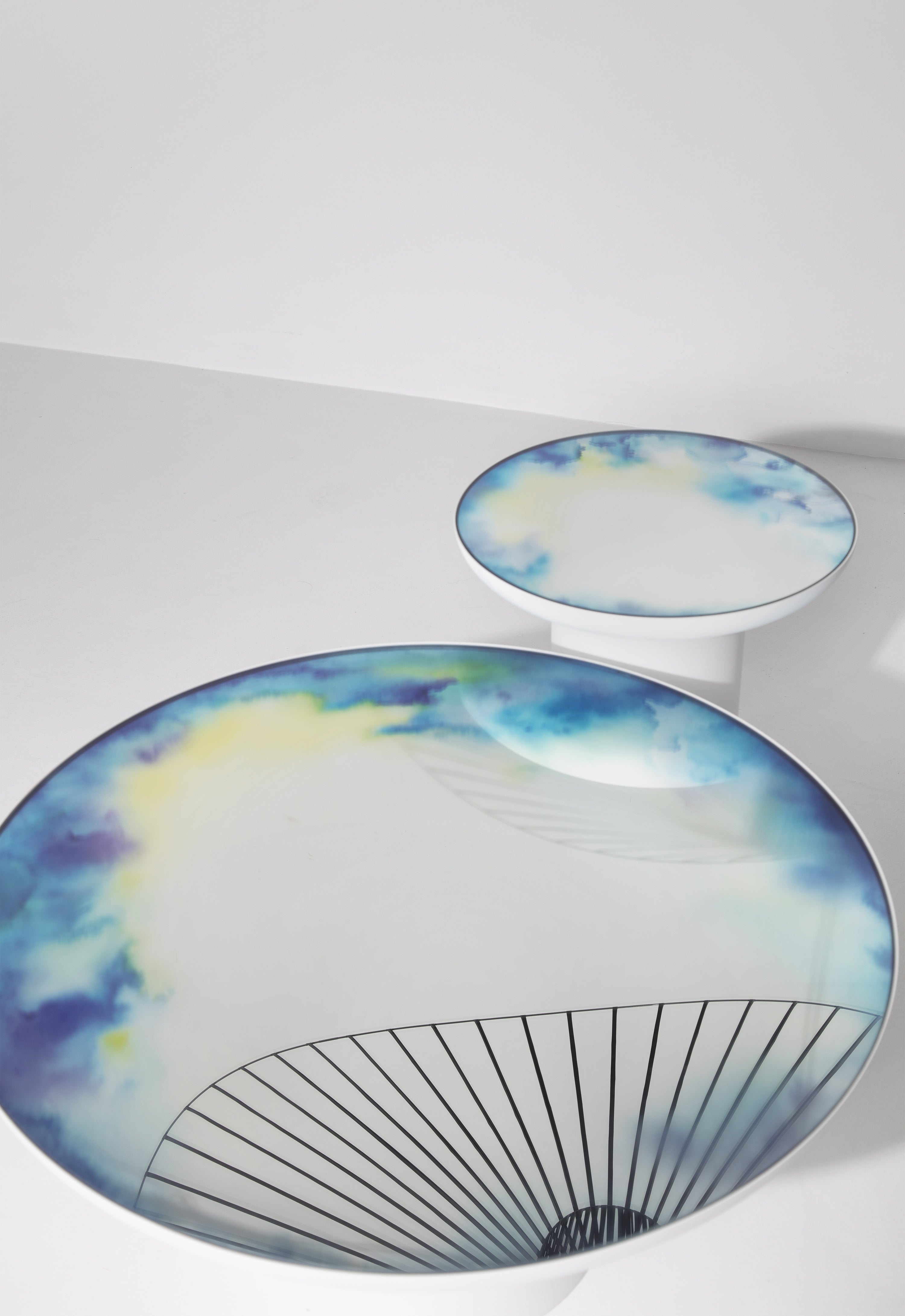 FRANCIS White Side Table with Mirrored Top