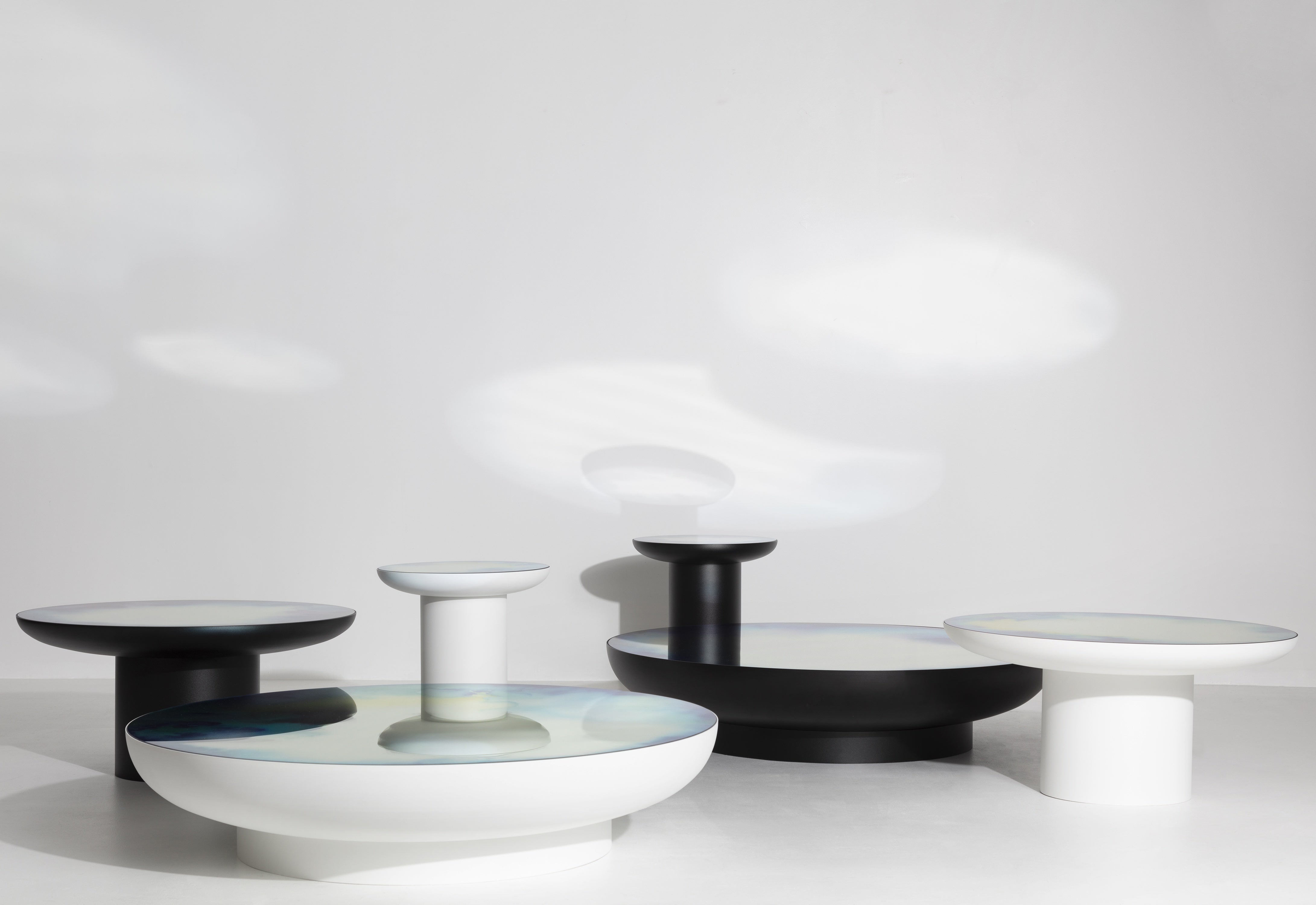 FRANCIS White Side Table with Mirrored Top