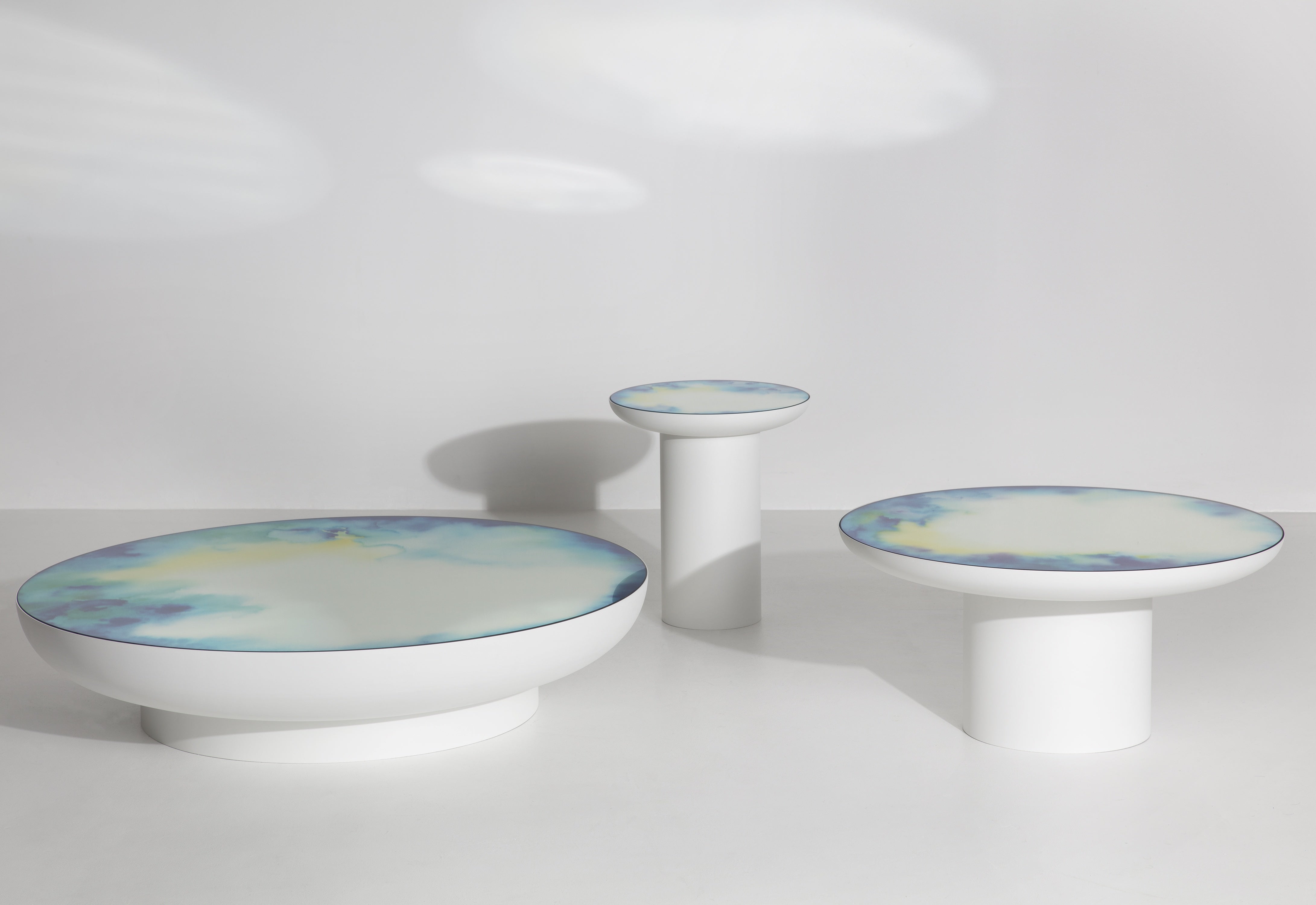 FRANCIS White Side Table with Mirrored Top