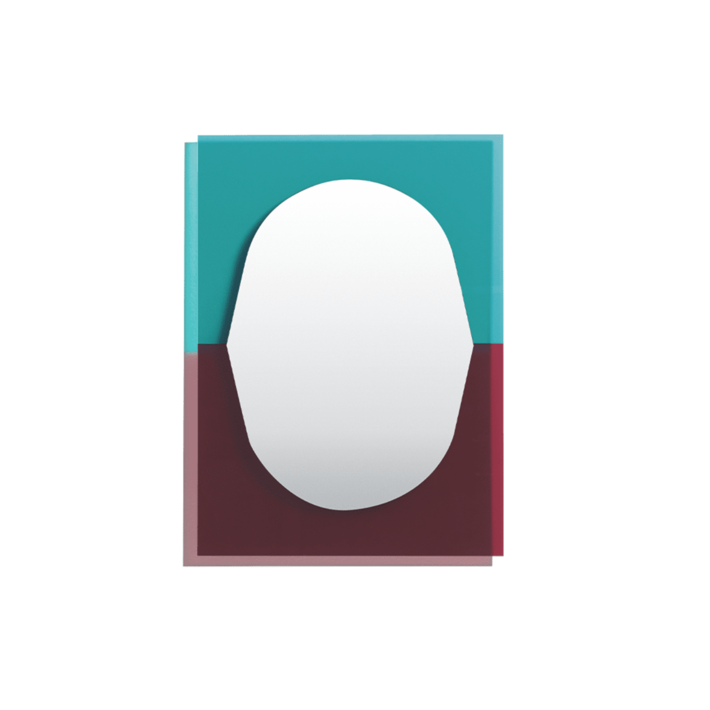 WANDER wall mirror in cherry with blue accents