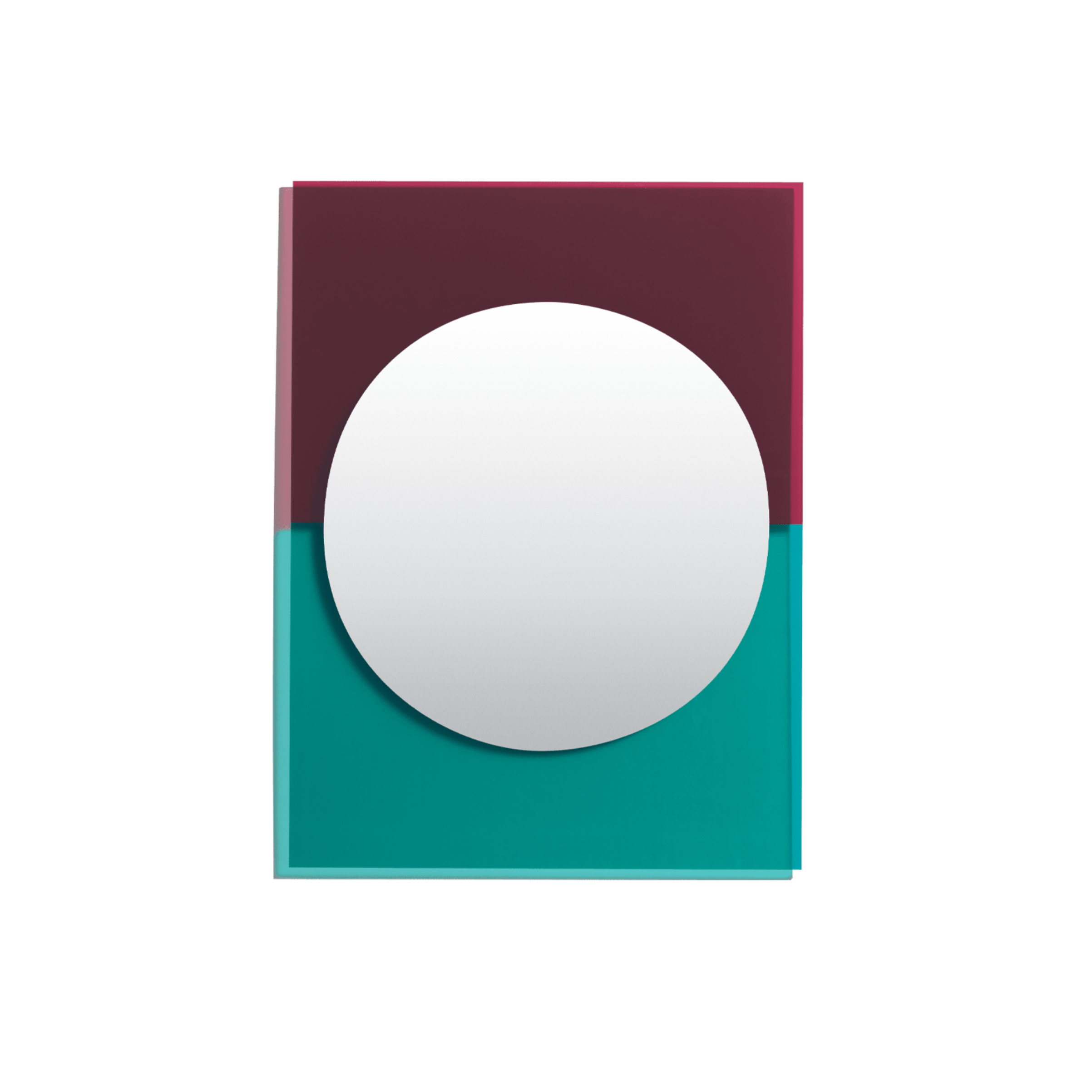 WANDER wall mirror in cherry with blue accents