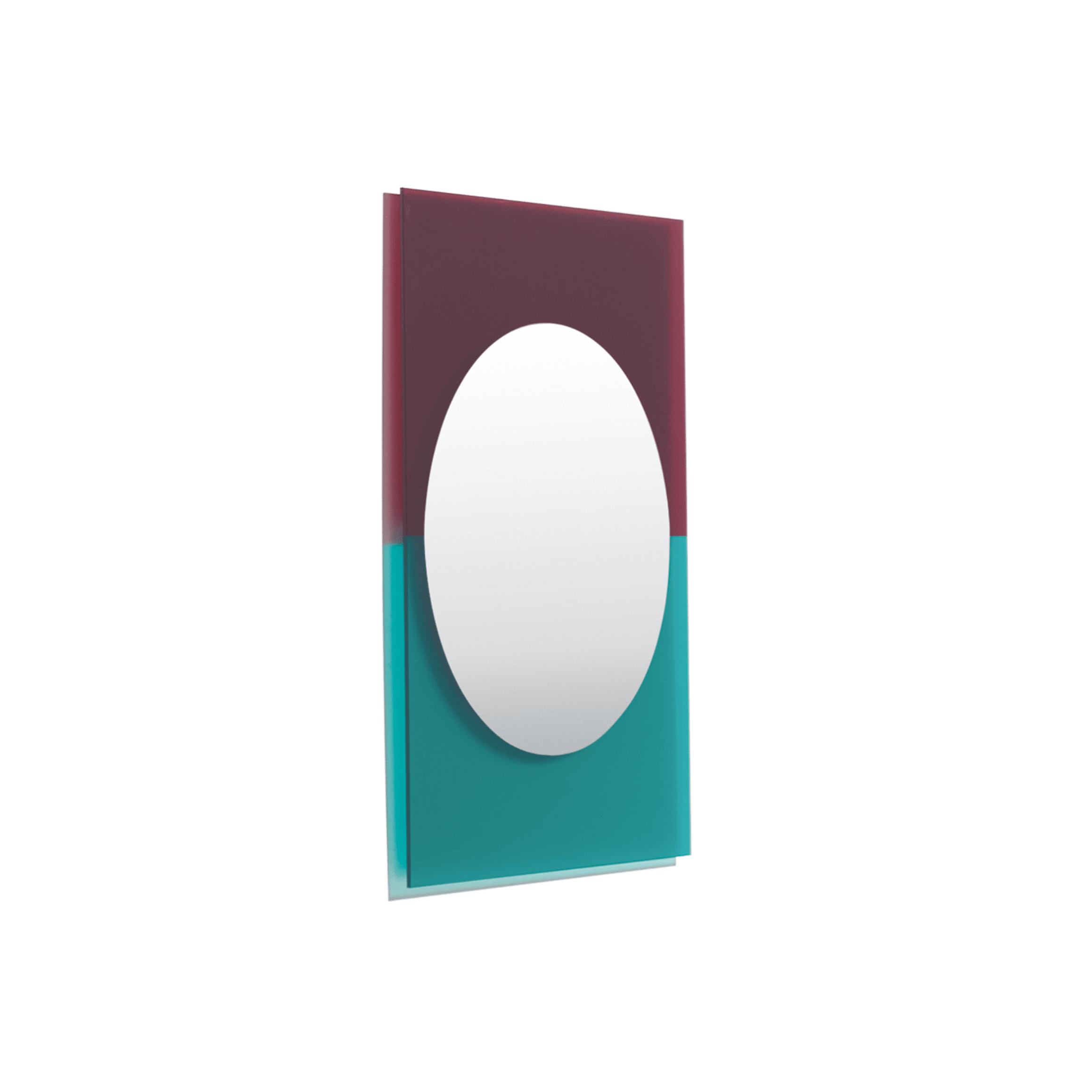 WANDER wall mirror in cherry with blue accents