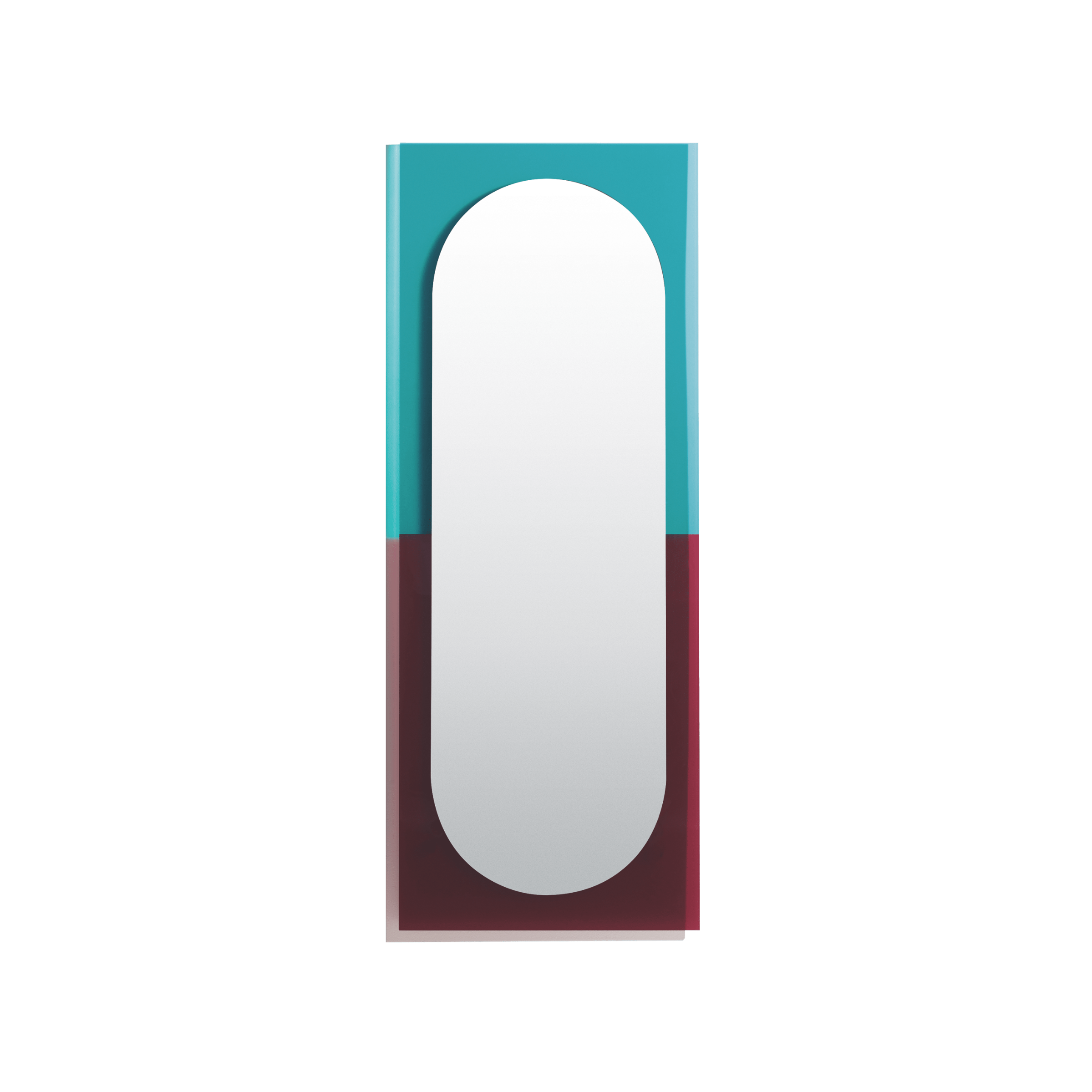 WANDER wall mirror in cherry with blue accents
