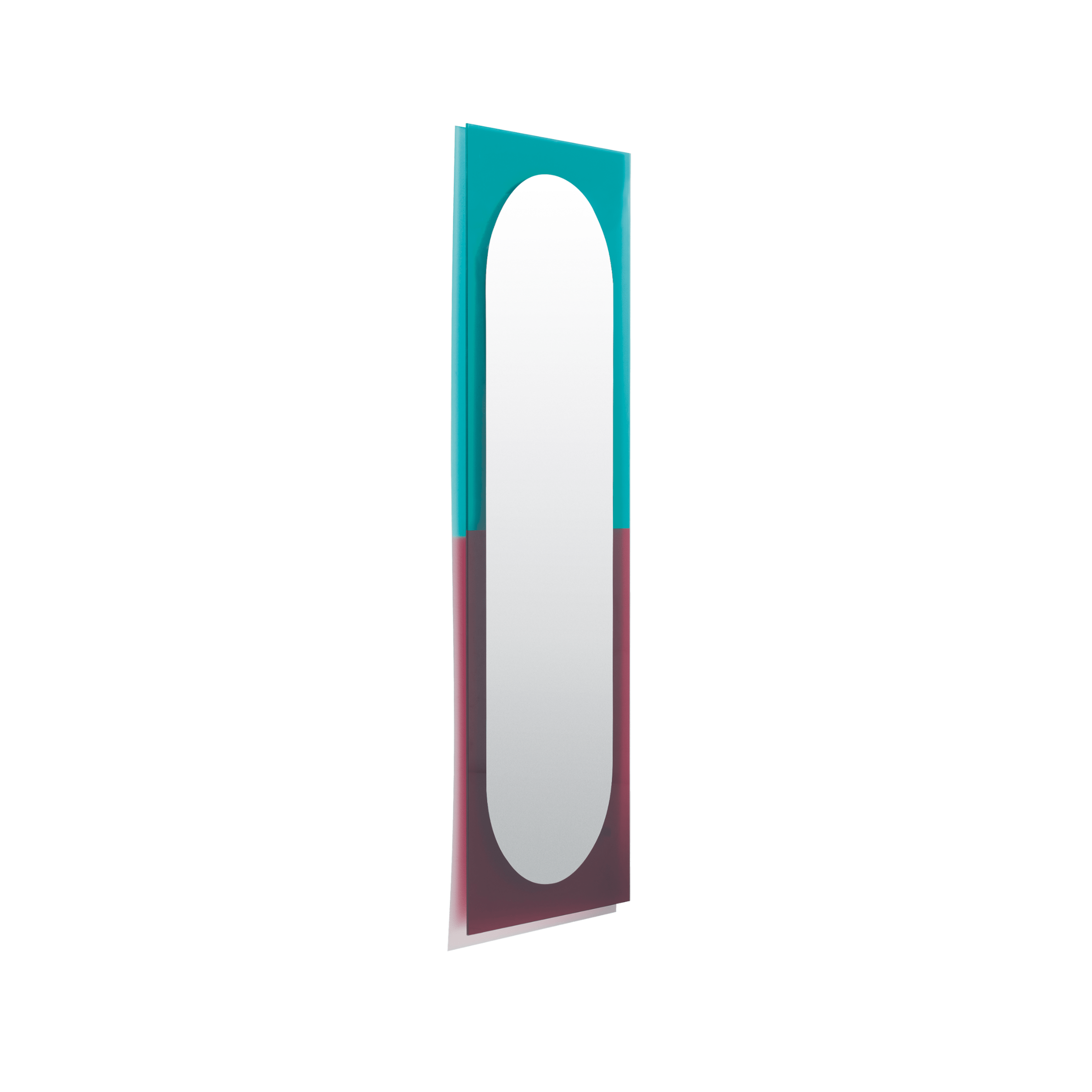 WANDER wall mirror in cherry with blue accents