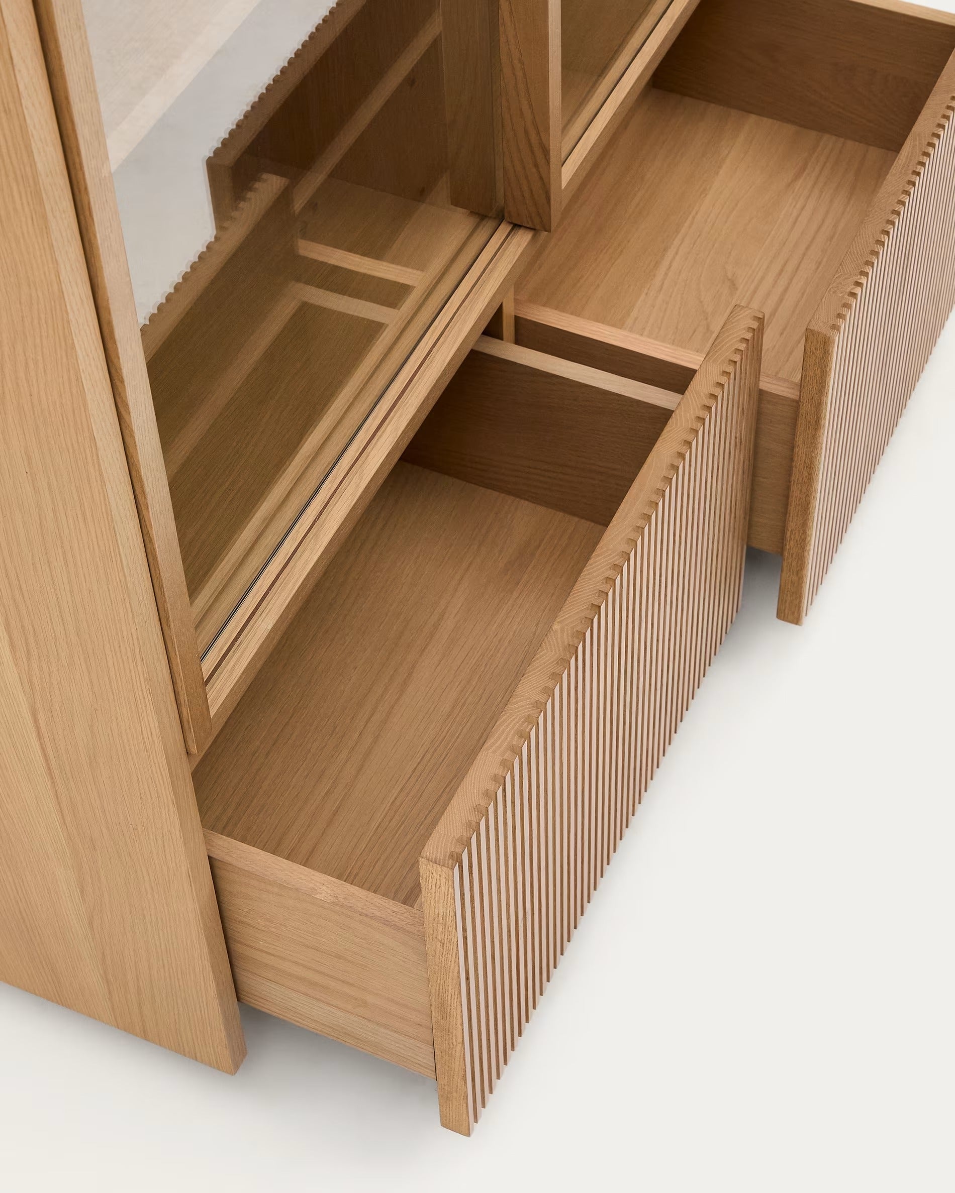 Helvine Oak Veneer Display Cabinet