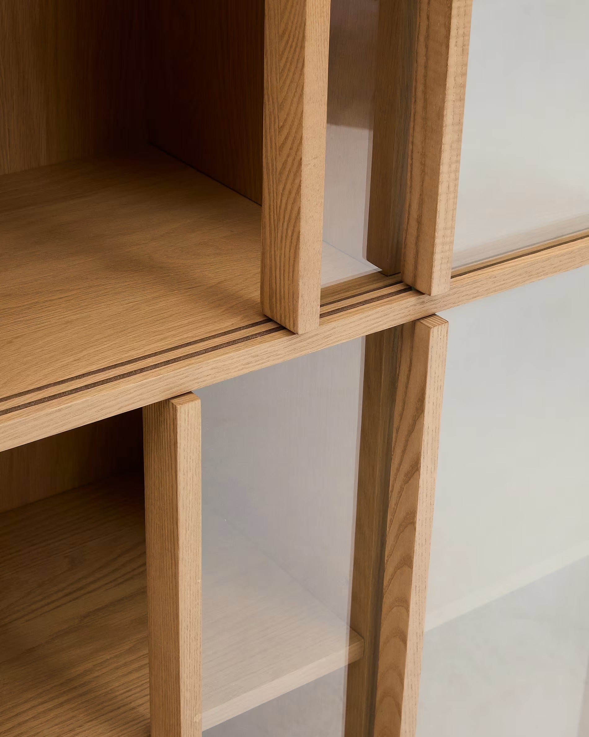 Helvine Oak Veneer Display Cabinet