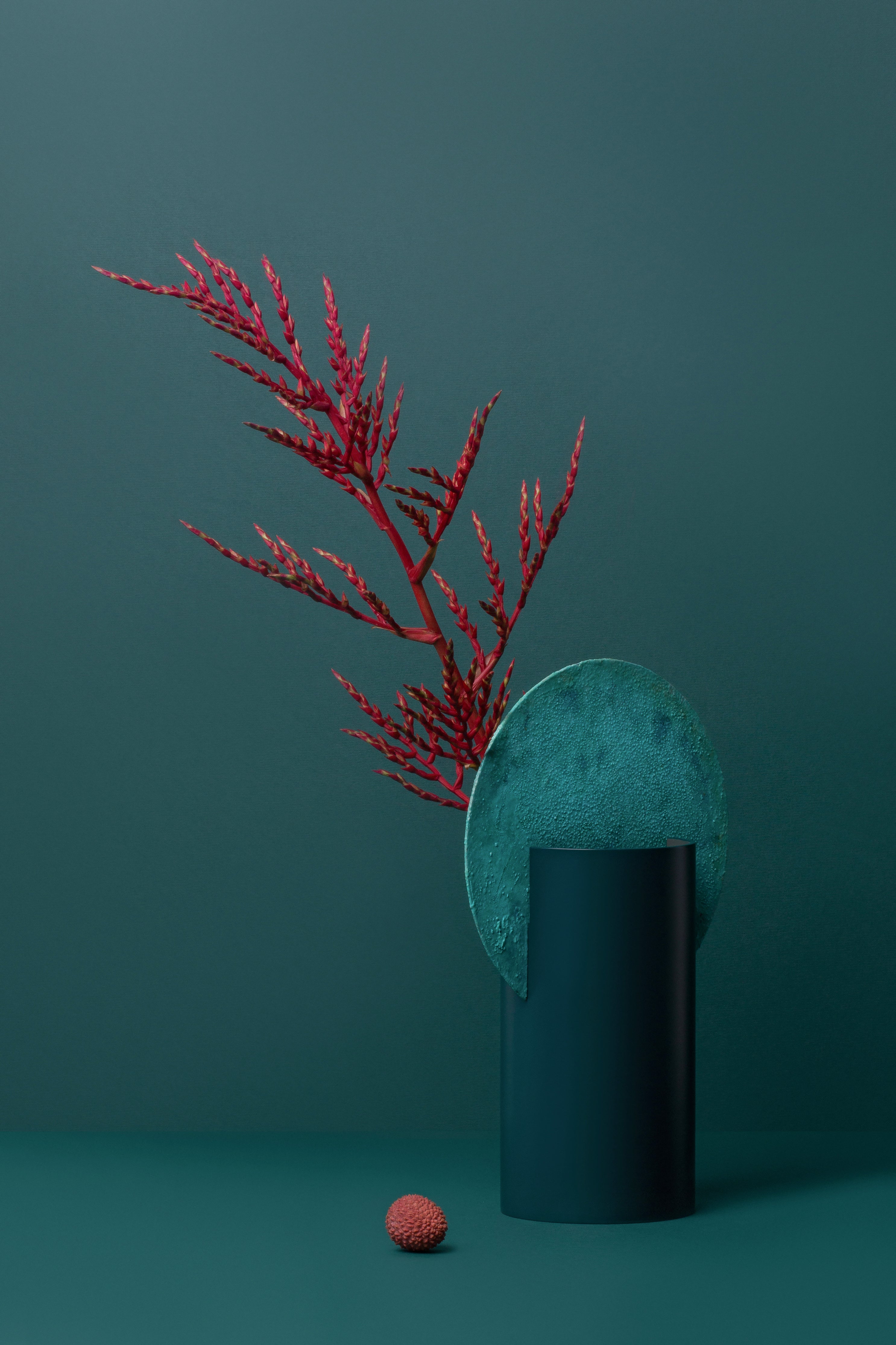 MALEVICH Vase - NUMBERED EDITION green with oxidized copper