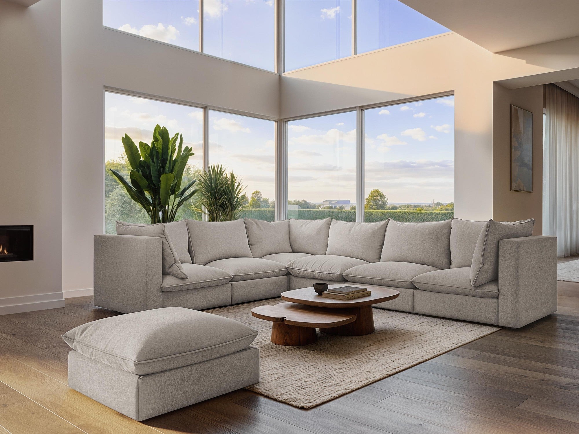 Velvet Sofa for 3 People MANAO Gray-Green