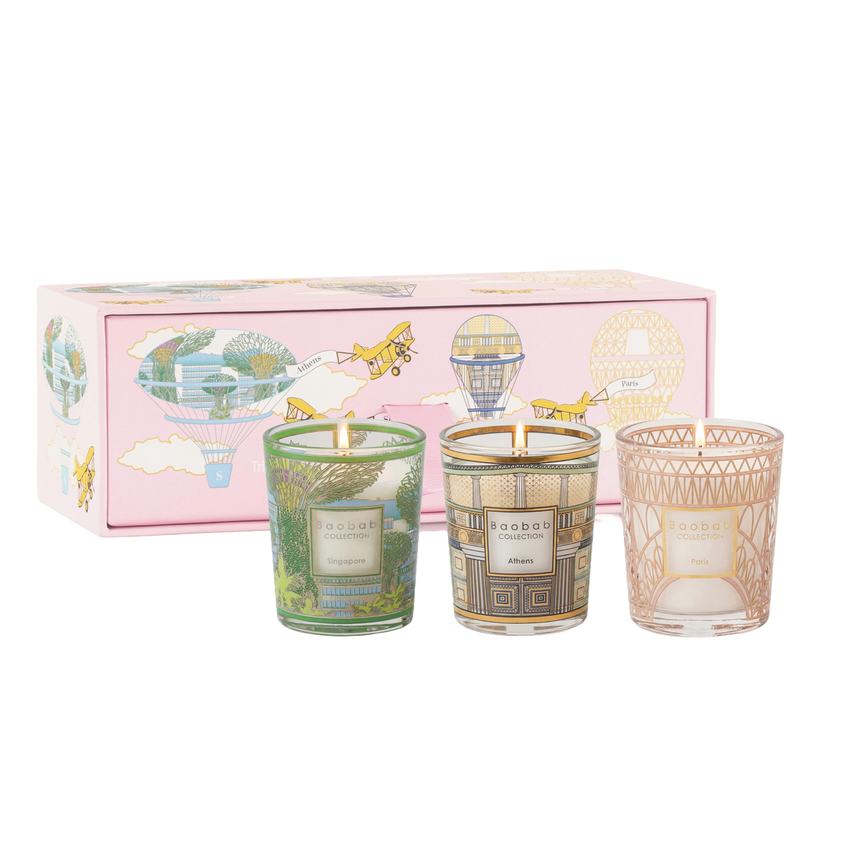 TRIO TRAVEL Candle Set SINGAPORE ATHENS PARIS