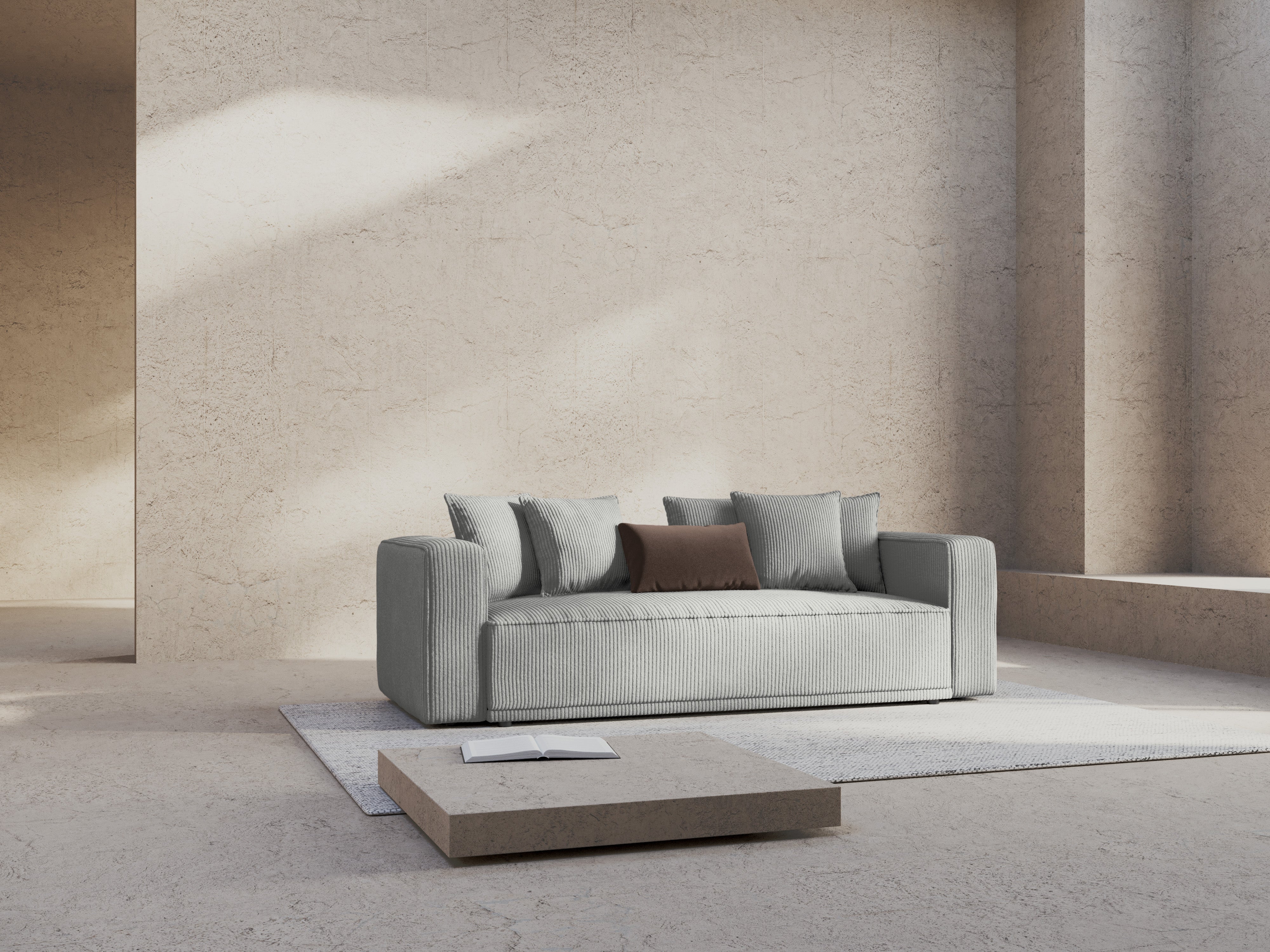 RIBES Sofa with Sleeping Function Gray Corduroy