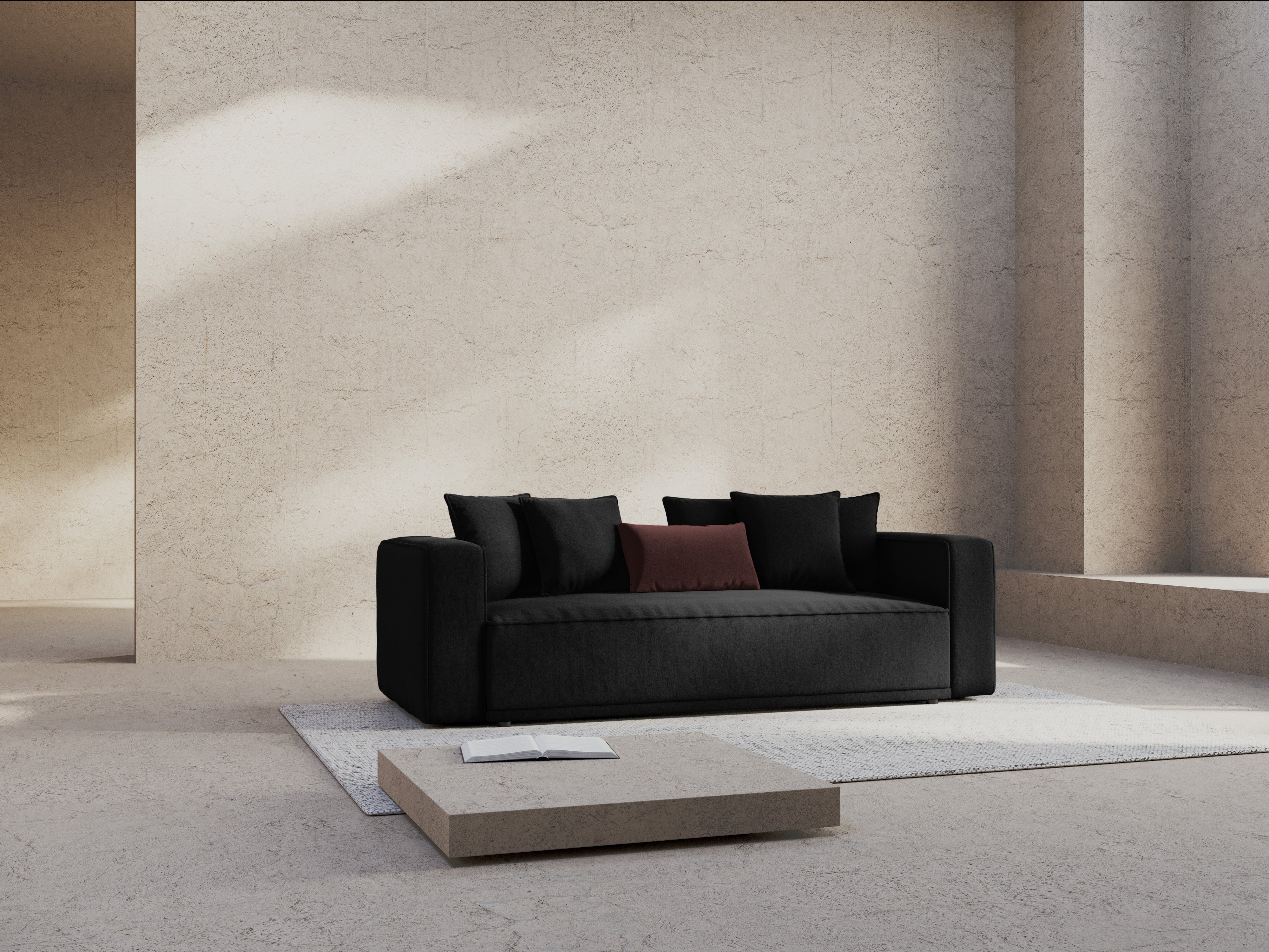 RIBES Sofa with Sleeping Function Black Chenille
