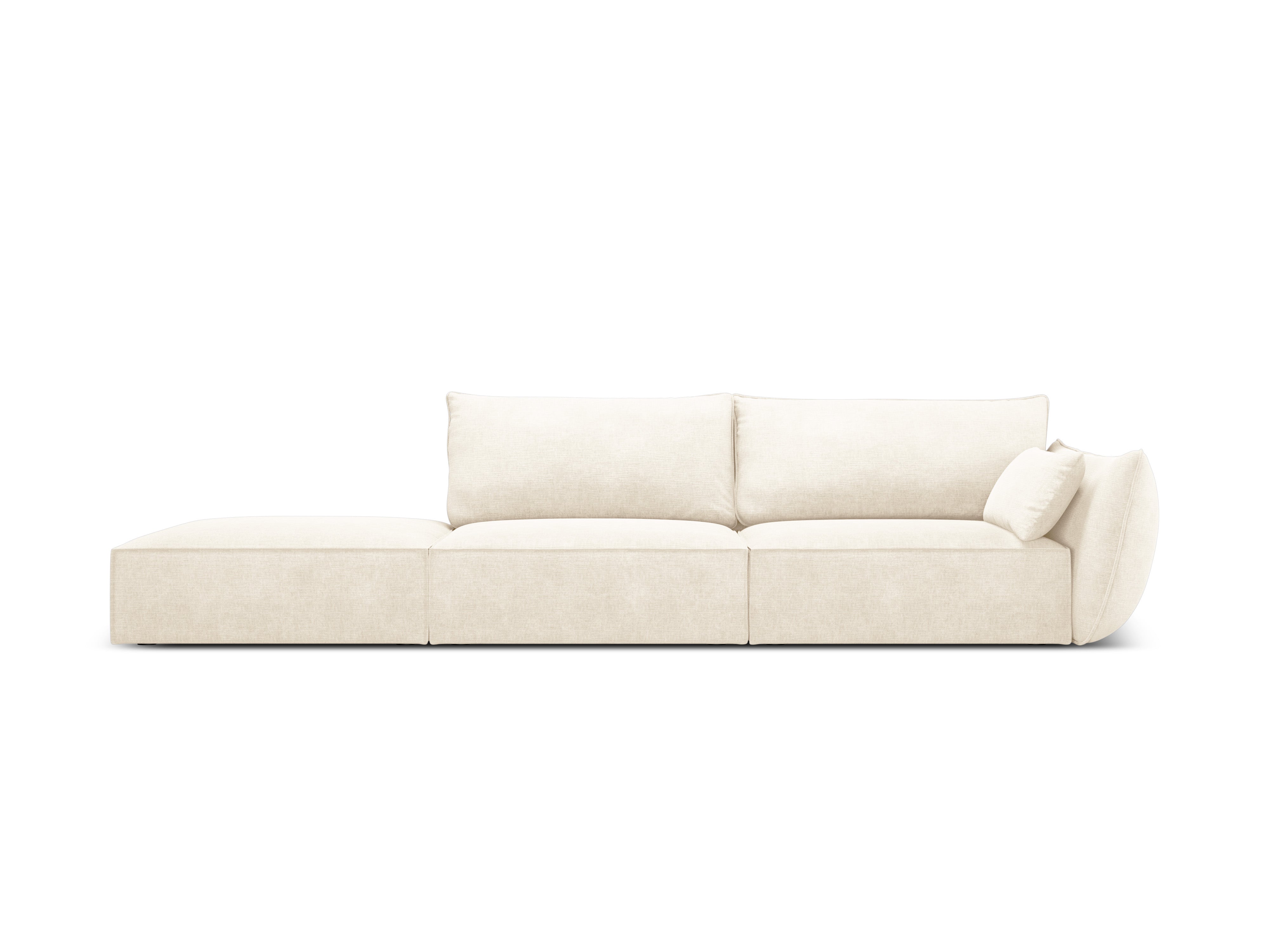 Sofa in the snail fabric left -sided open bright beige Vanda
