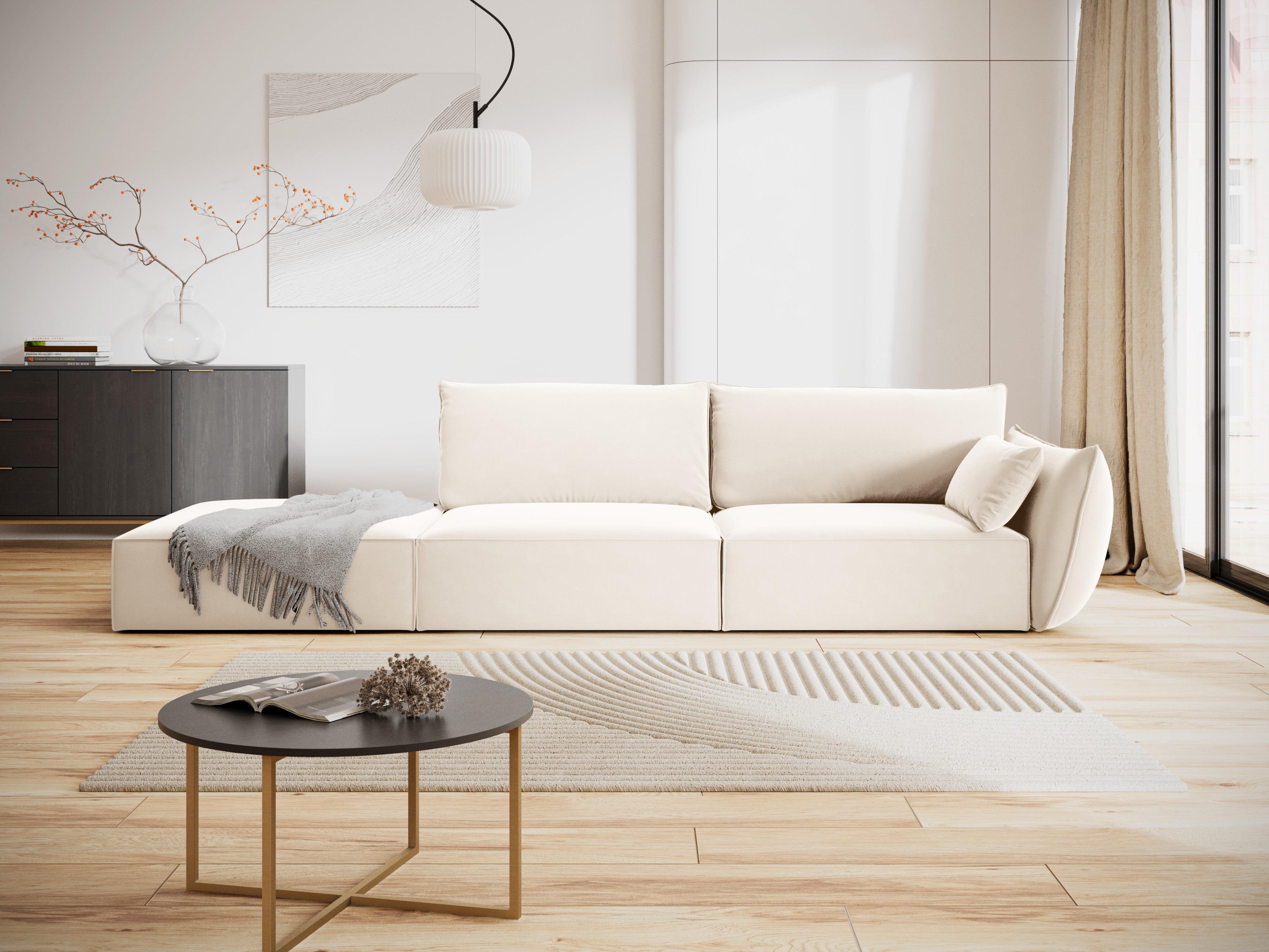 Left -sided velvet sofa open Vanda Beige